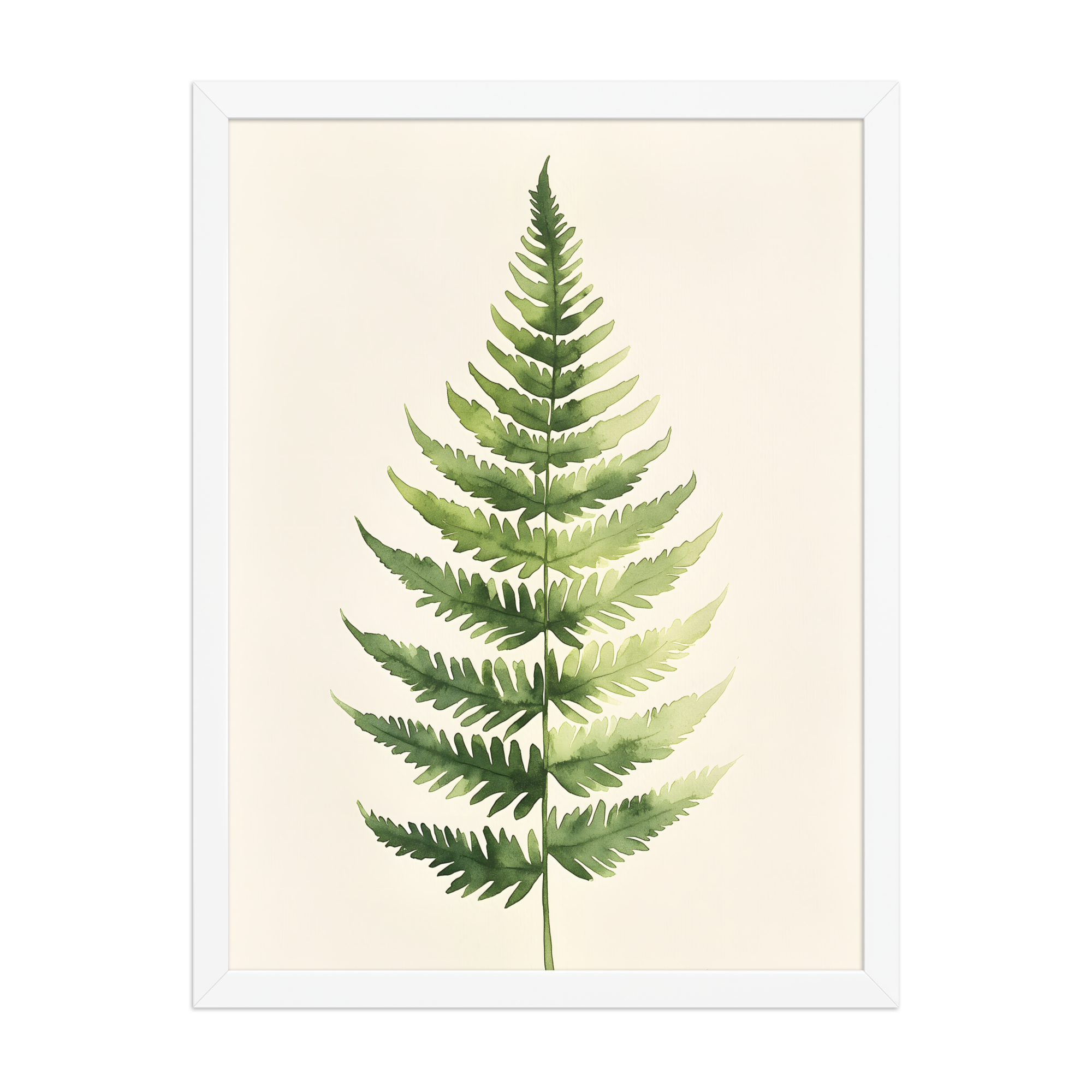 Morning Fern — Japandi zen nature framed print, minimalist Japanese wall art