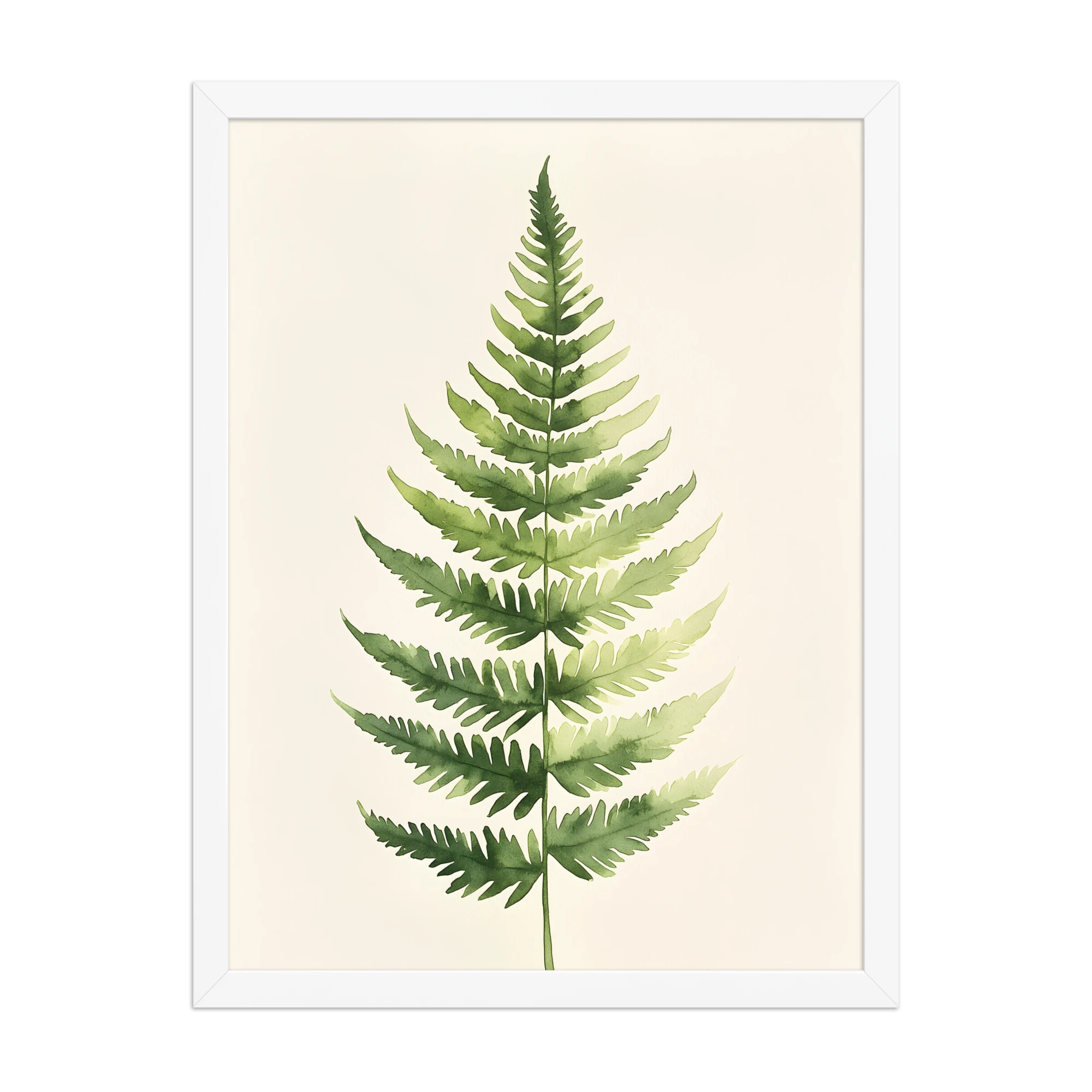 Morning Fern — Japandi zen nature framed print, minimalist Japanese wall art