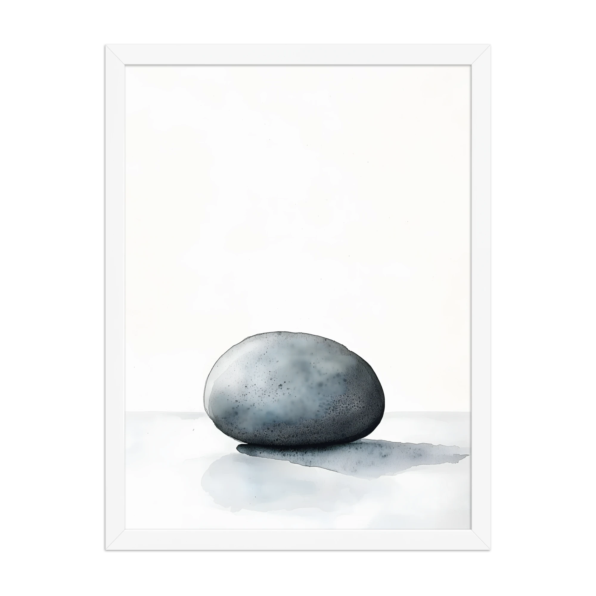 Worn Stone — Japandi wabi-sabi framed print, minimalist Japanese wall art