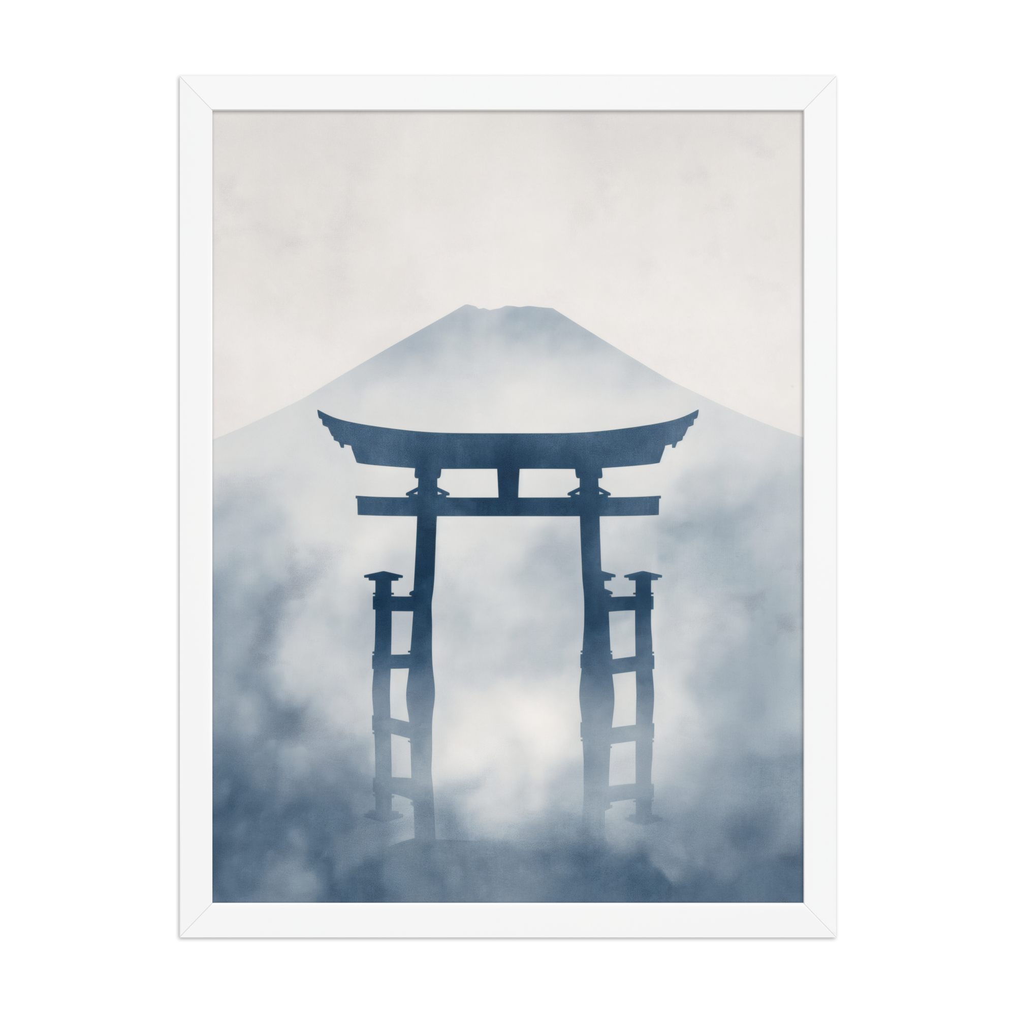 Indigo Pilgrimage — Japanese minimalist zen nature framed wall art