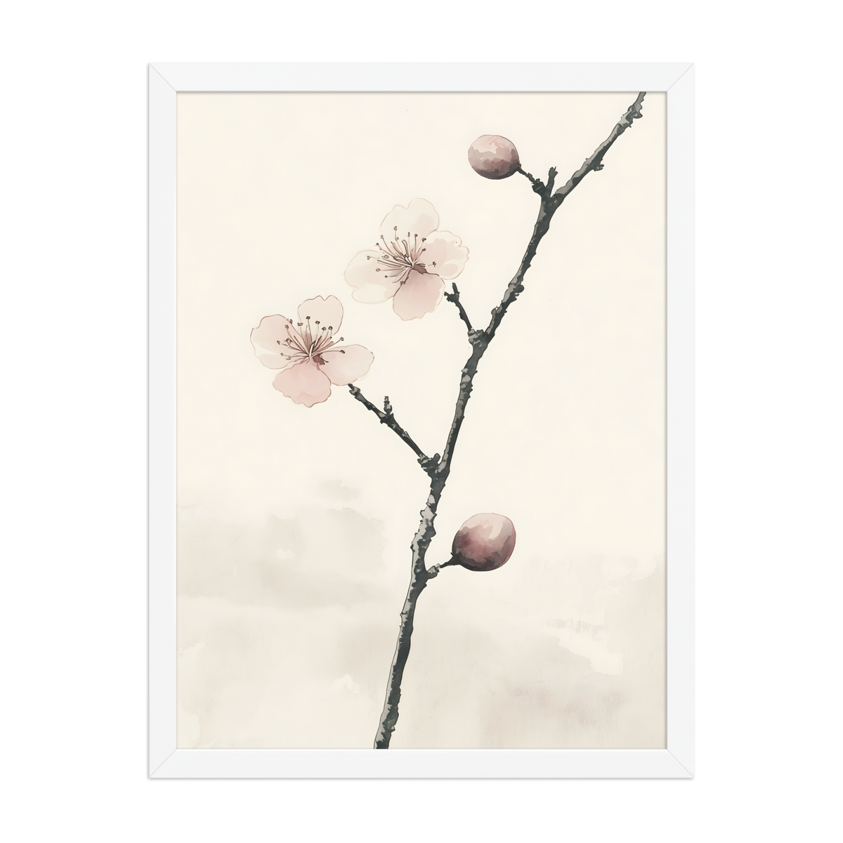 Early Plum — Japanese minimalist framed wall art