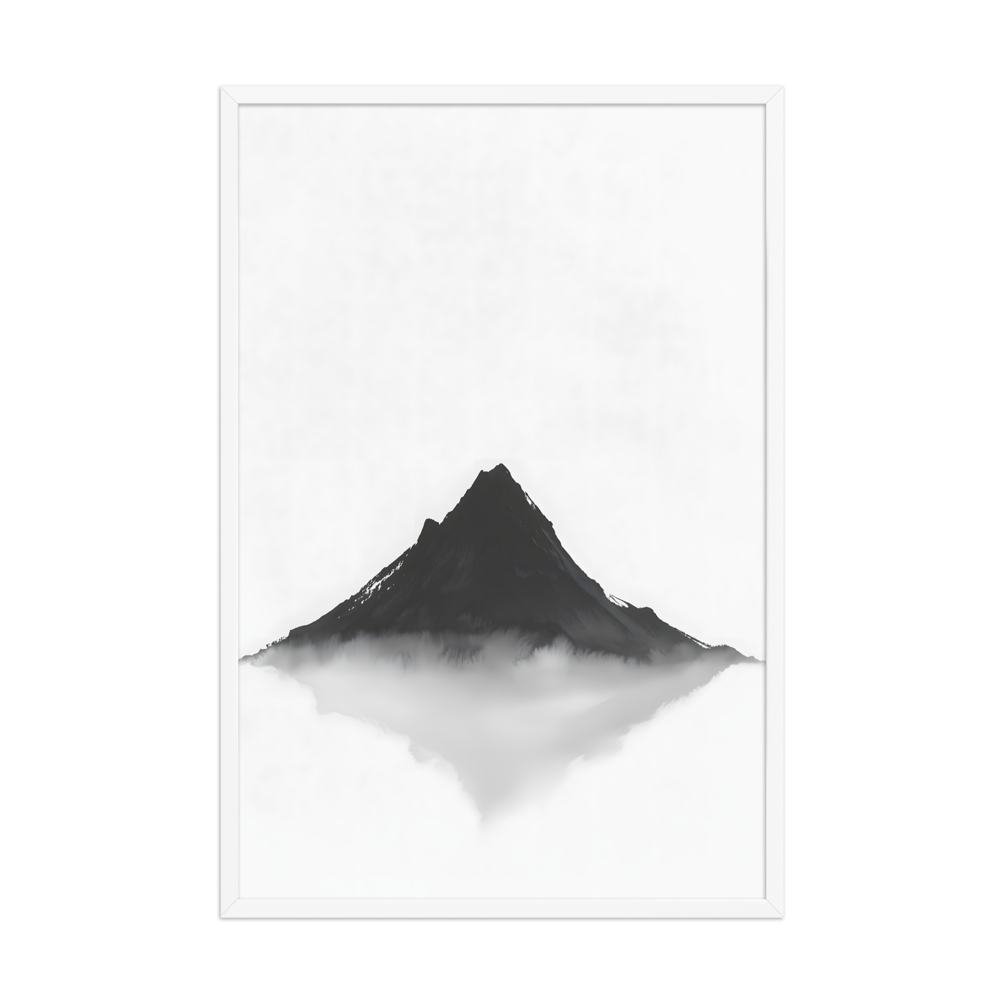 Mountain Breath — Japandi zen ink framed print, minimalist Japanese wall art