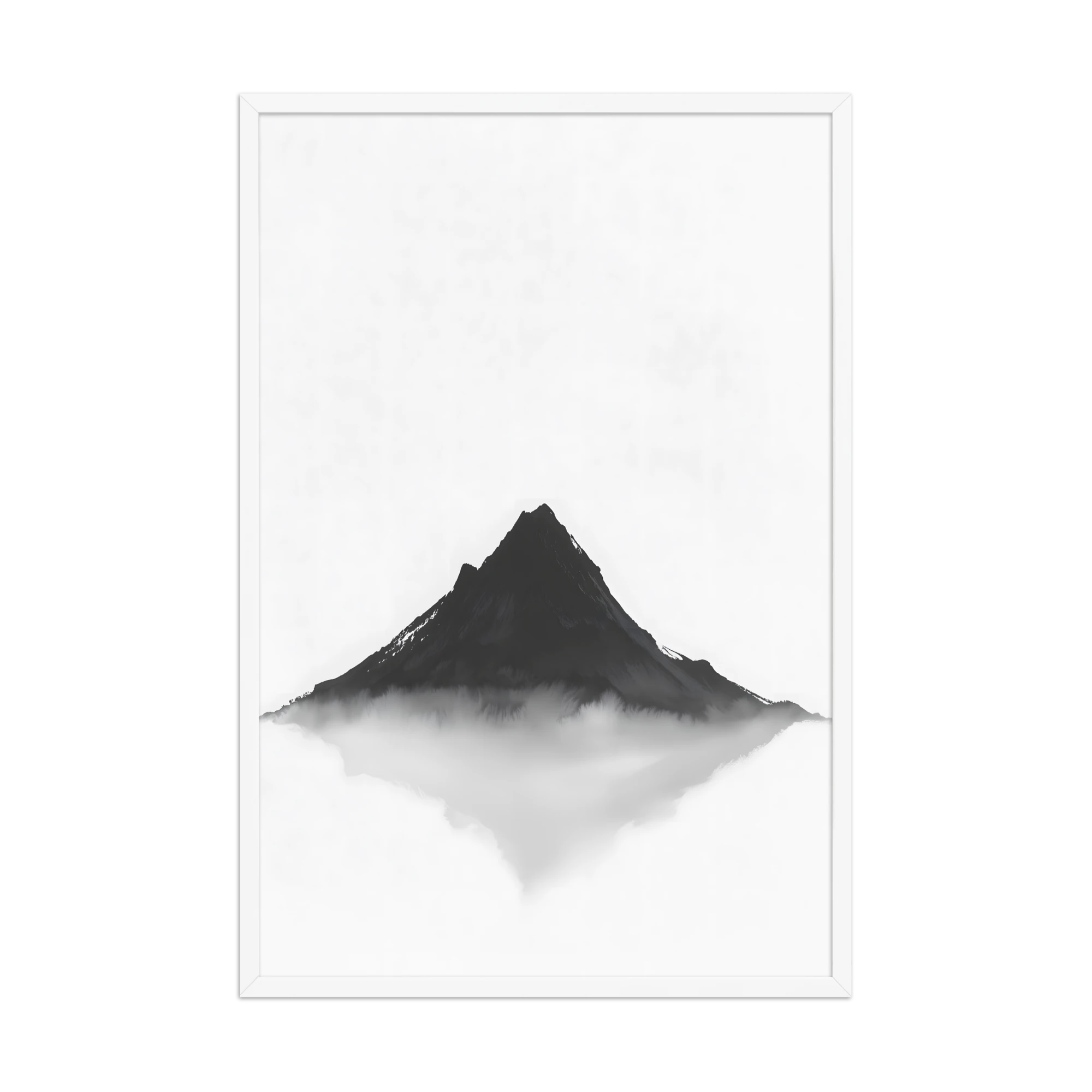Mountain Breath — Japandi zen ink framed print, minimalist Japanese wall art