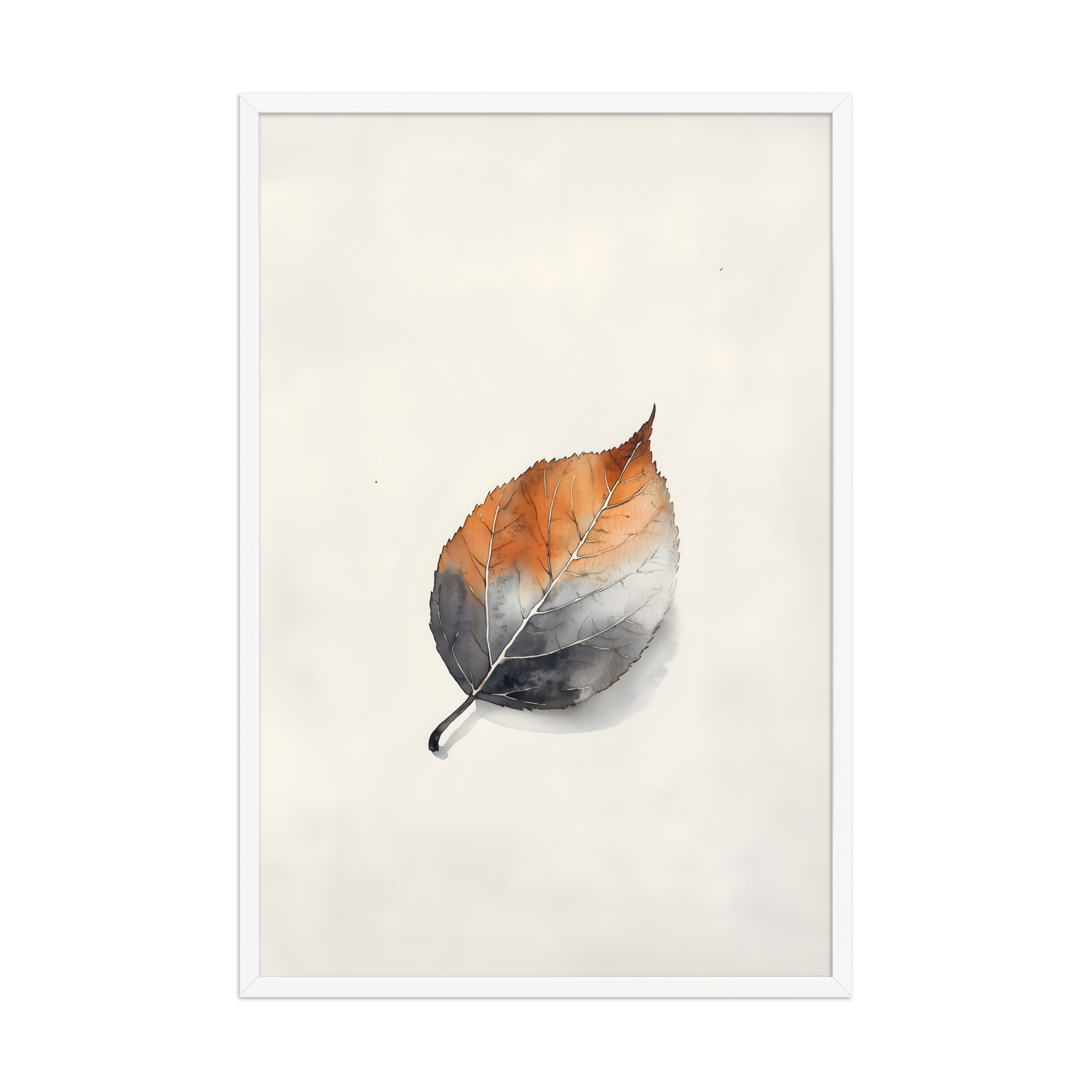 Single Leaf — Japandi ma framed print, minimalist Japanese wall art