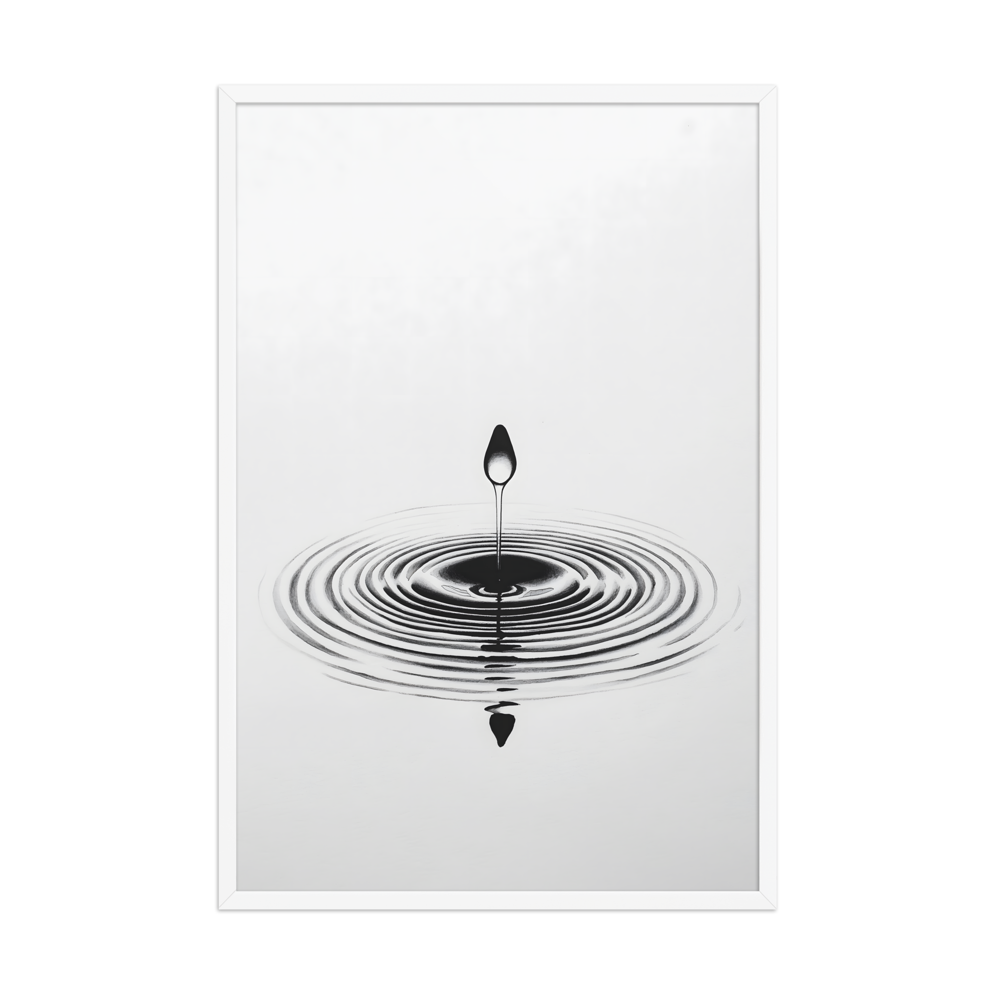 Waterdrop — Japandi zen nature framed print, minimalist Japanese wall art