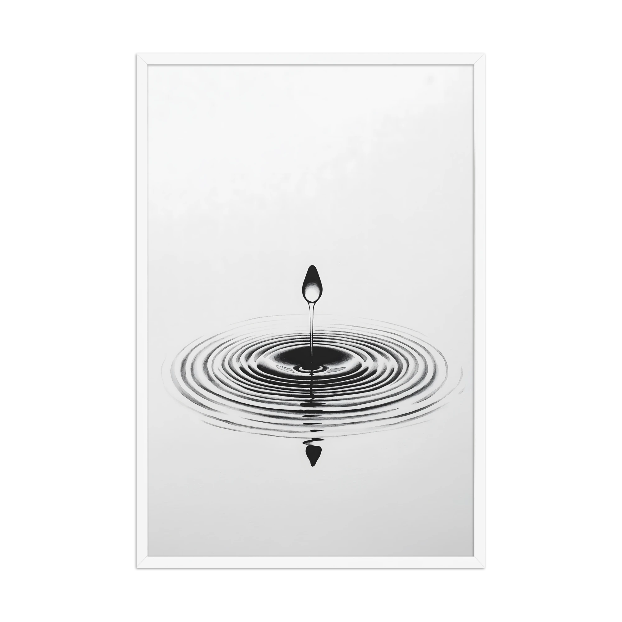 Waterdrop — Japandi zen nature framed print, minimalist Japanese wall art