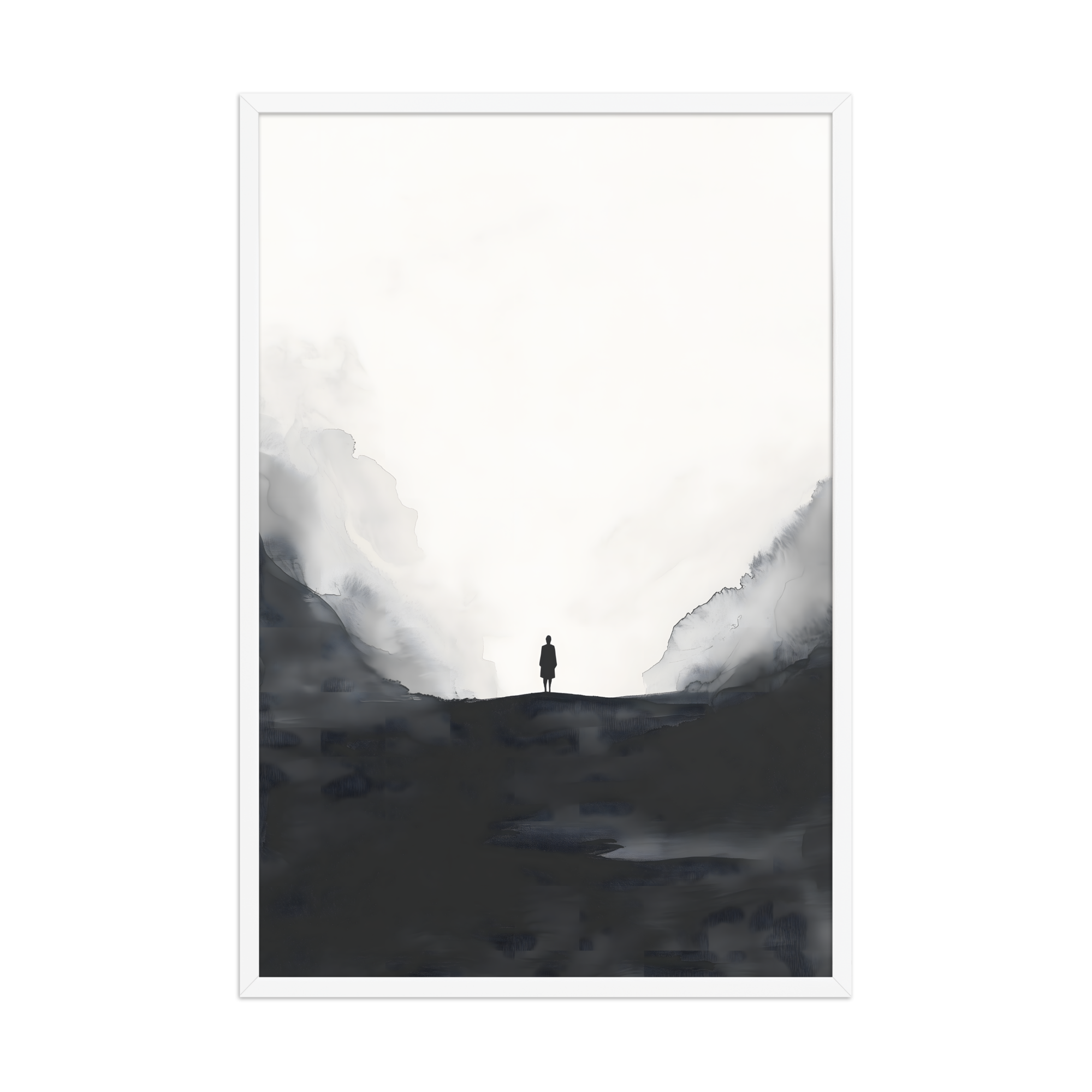 Distant Figure — Japandi ma framed print, minimalist Japanese wall art