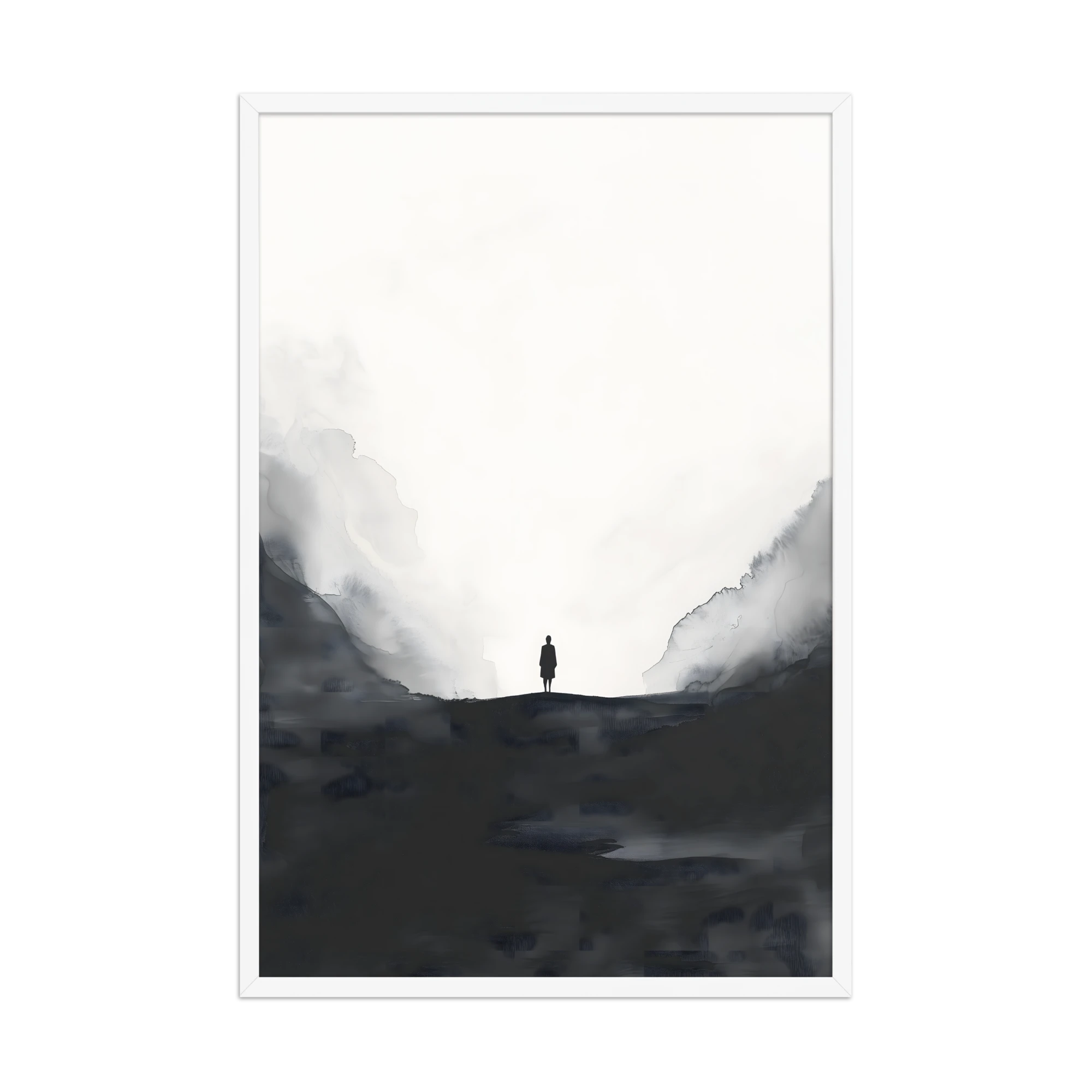 Distant Figure — Japandi ma framed print, minimalist Japanese wall art