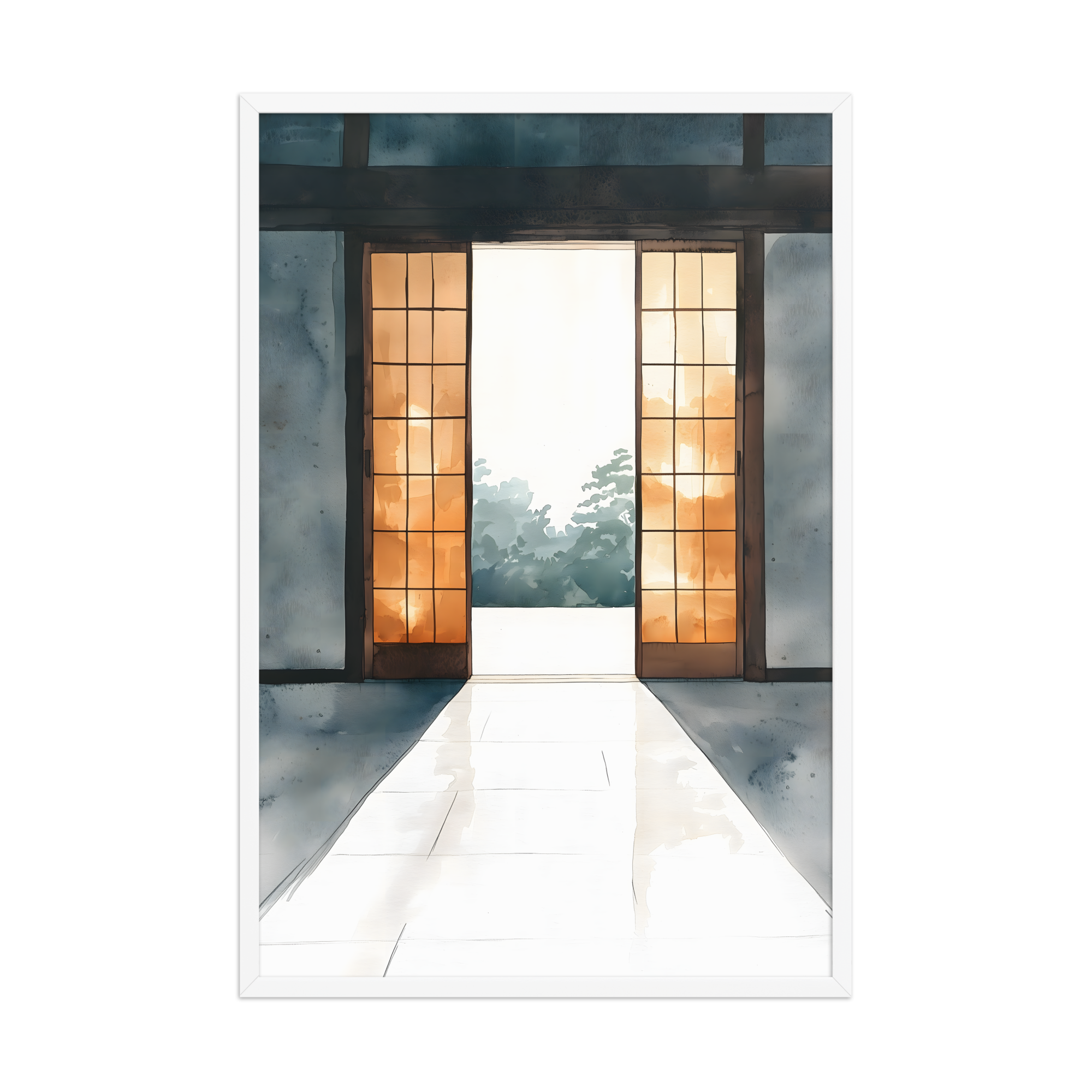 Open Door — Japandi ma framed print, minimalist Japanese wall art