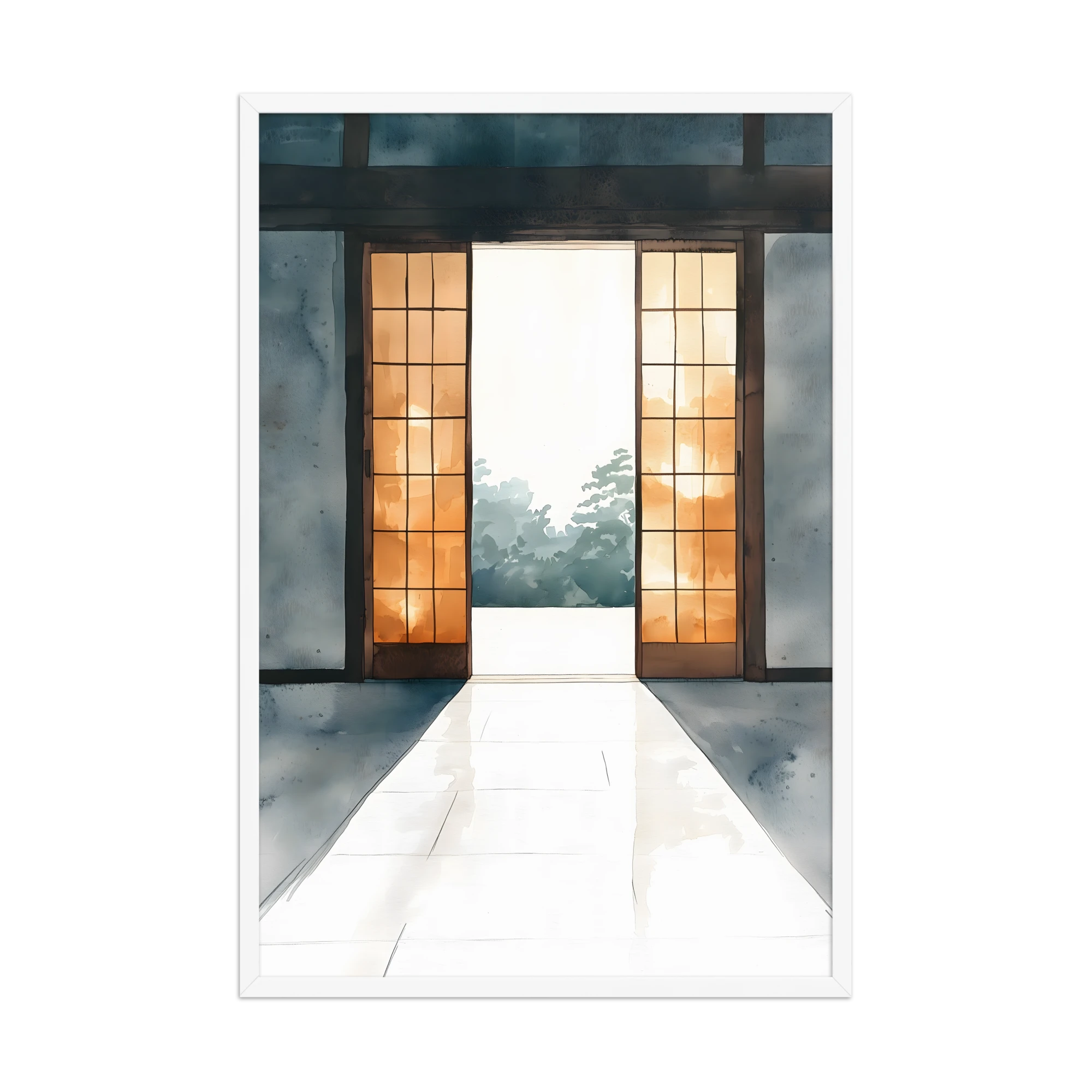 Open Door — Japandi ma framed print, minimalist Japanese wall art