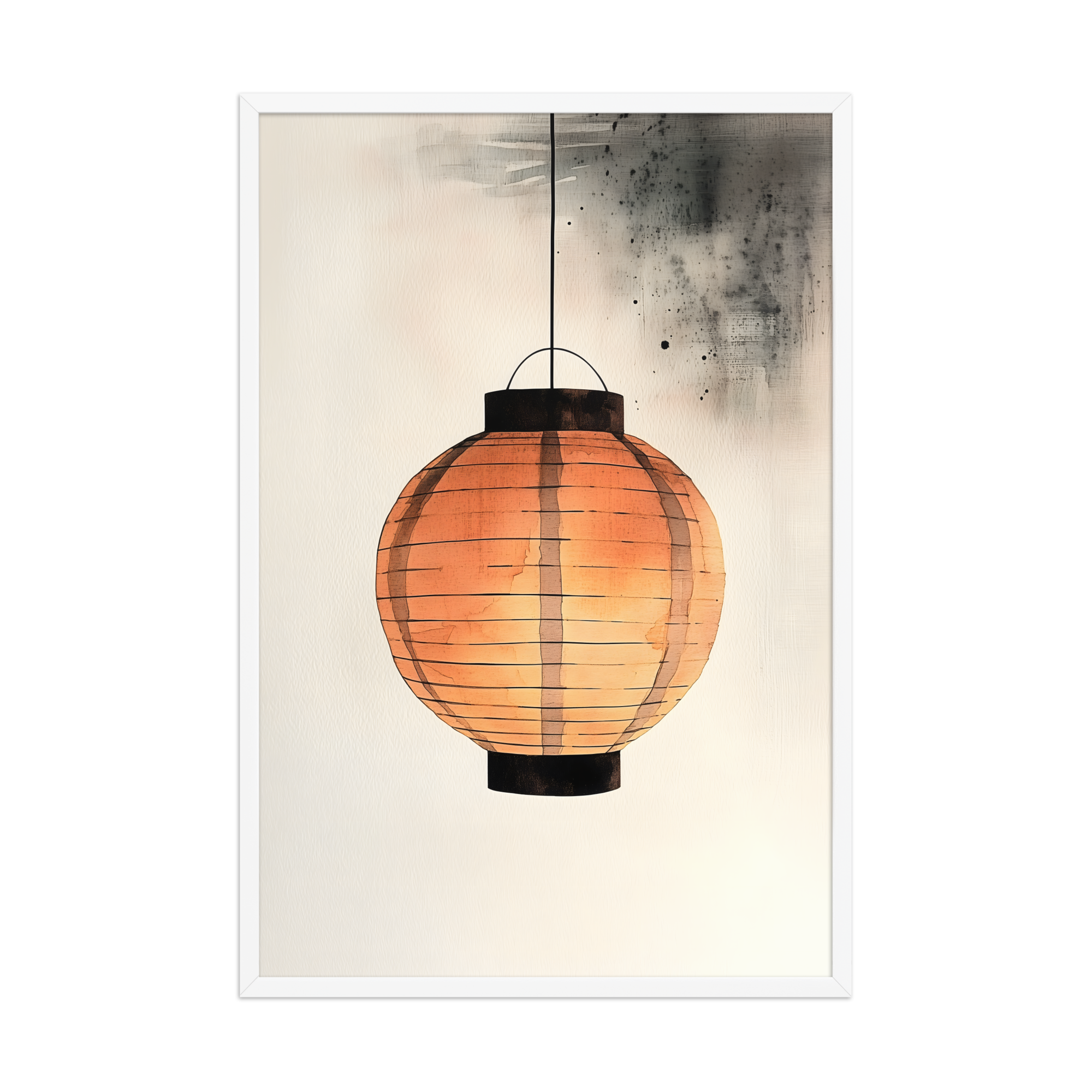 Paper Lantern — Japandi wabi-sabi framed print, minimalist Japanese wall art