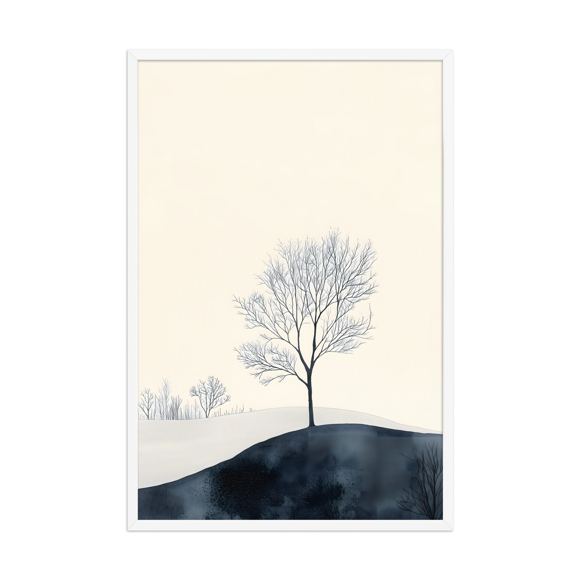 Distant Divide — Japandi ma framed print, minimalist Japanese wall art