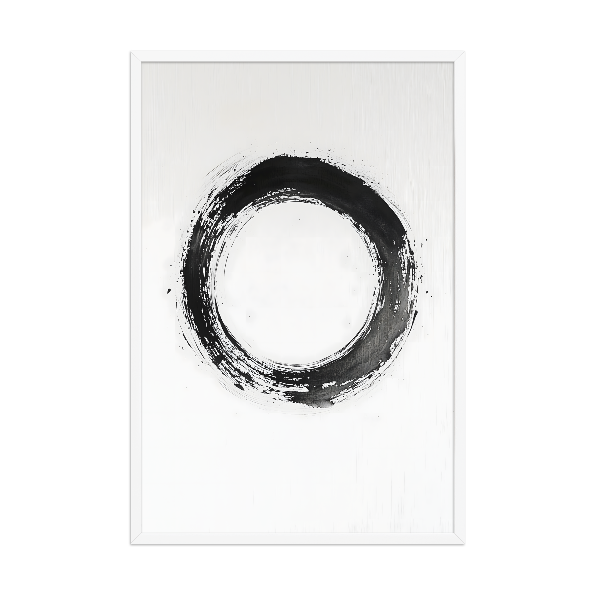 One Stroke — Japandi zen ink framed print, minimalist Japanese wall art