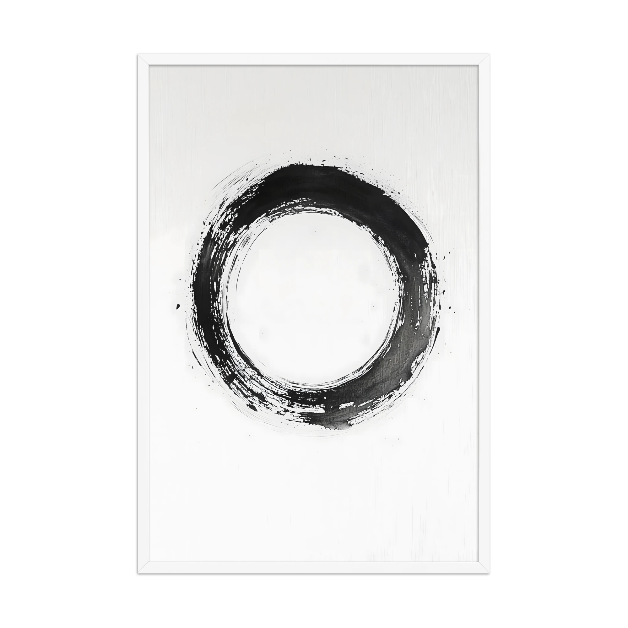 One Stroke — Japandi zen ink framed print, minimalist Japanese wall art