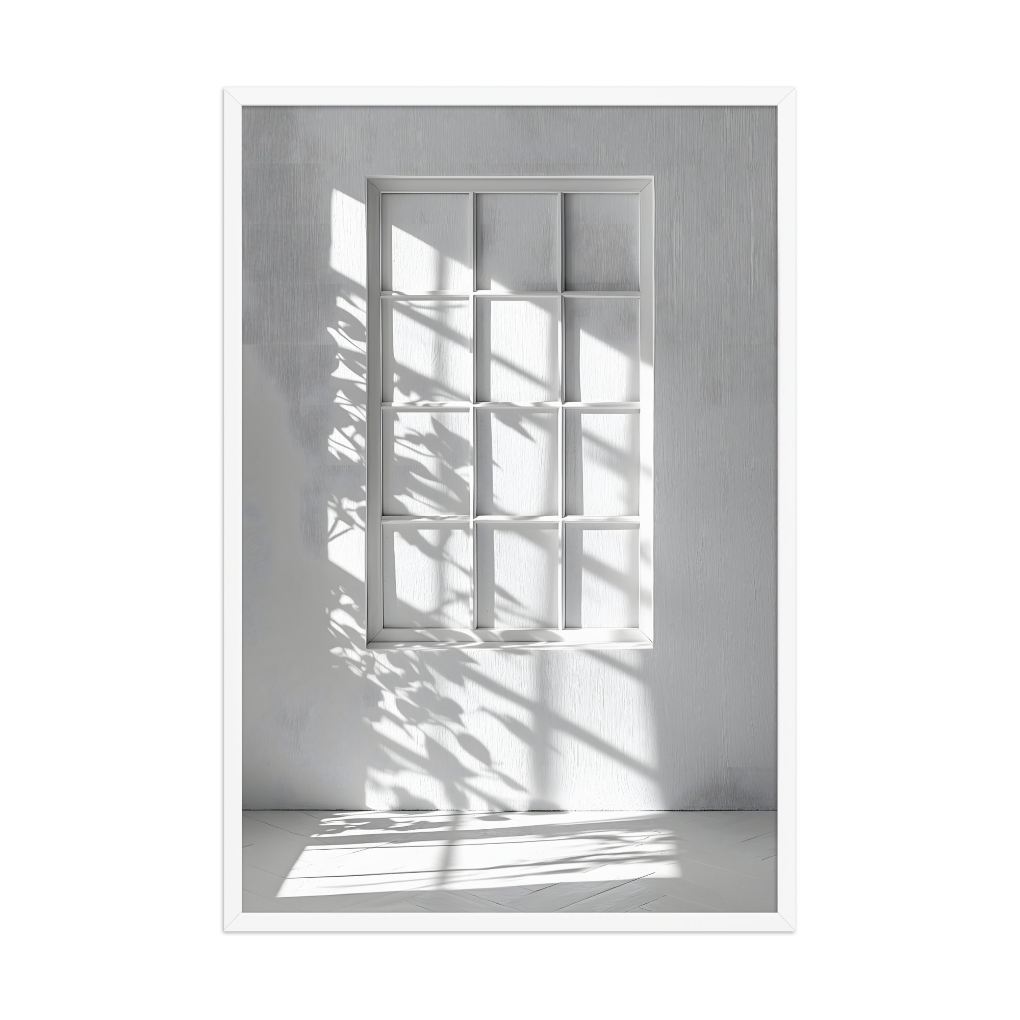 Shadow Play — Japandi komorebi framed print, minimalist Japanese wall art