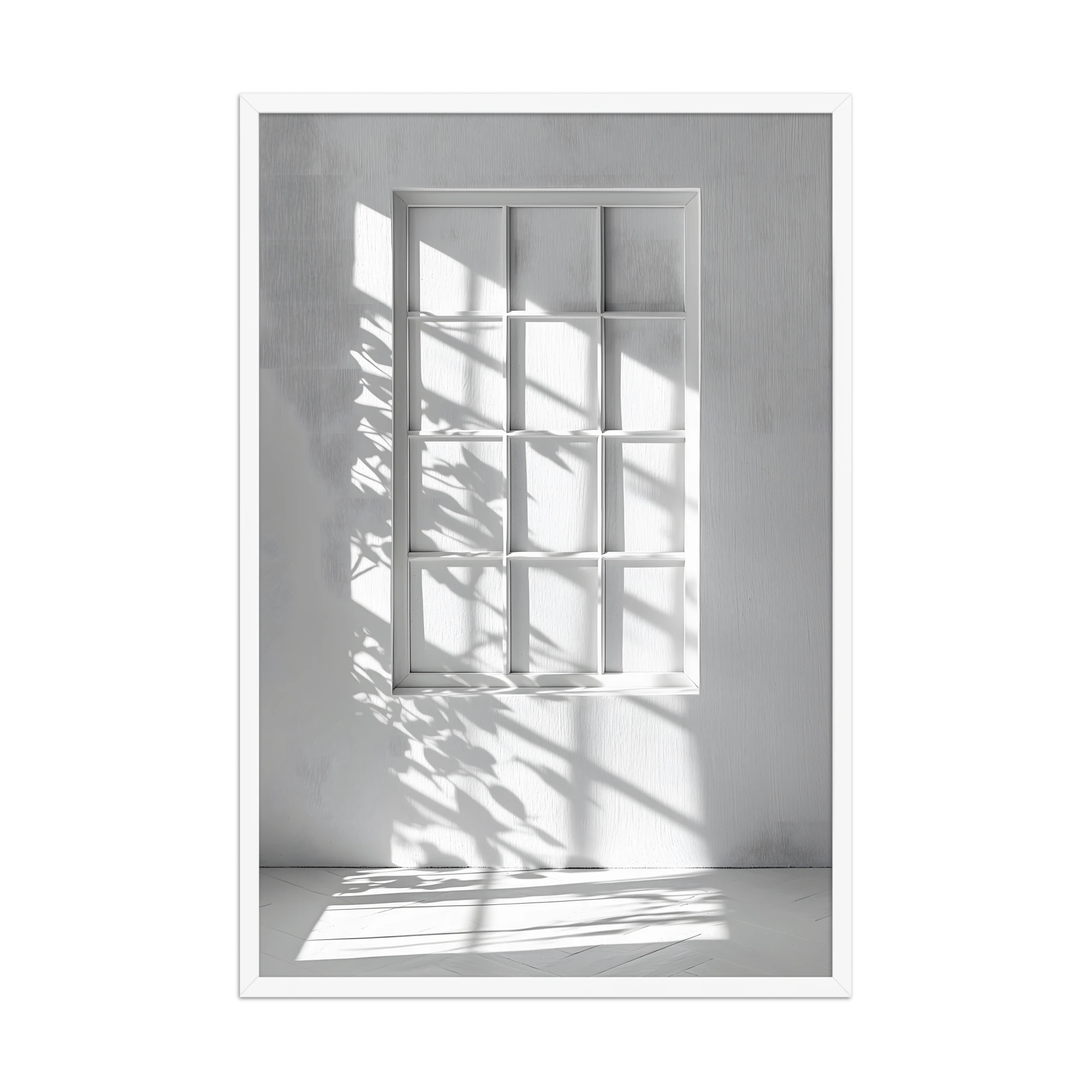 Shadow Play — Japandi komorebi framed print, minimalist Japanese wall art