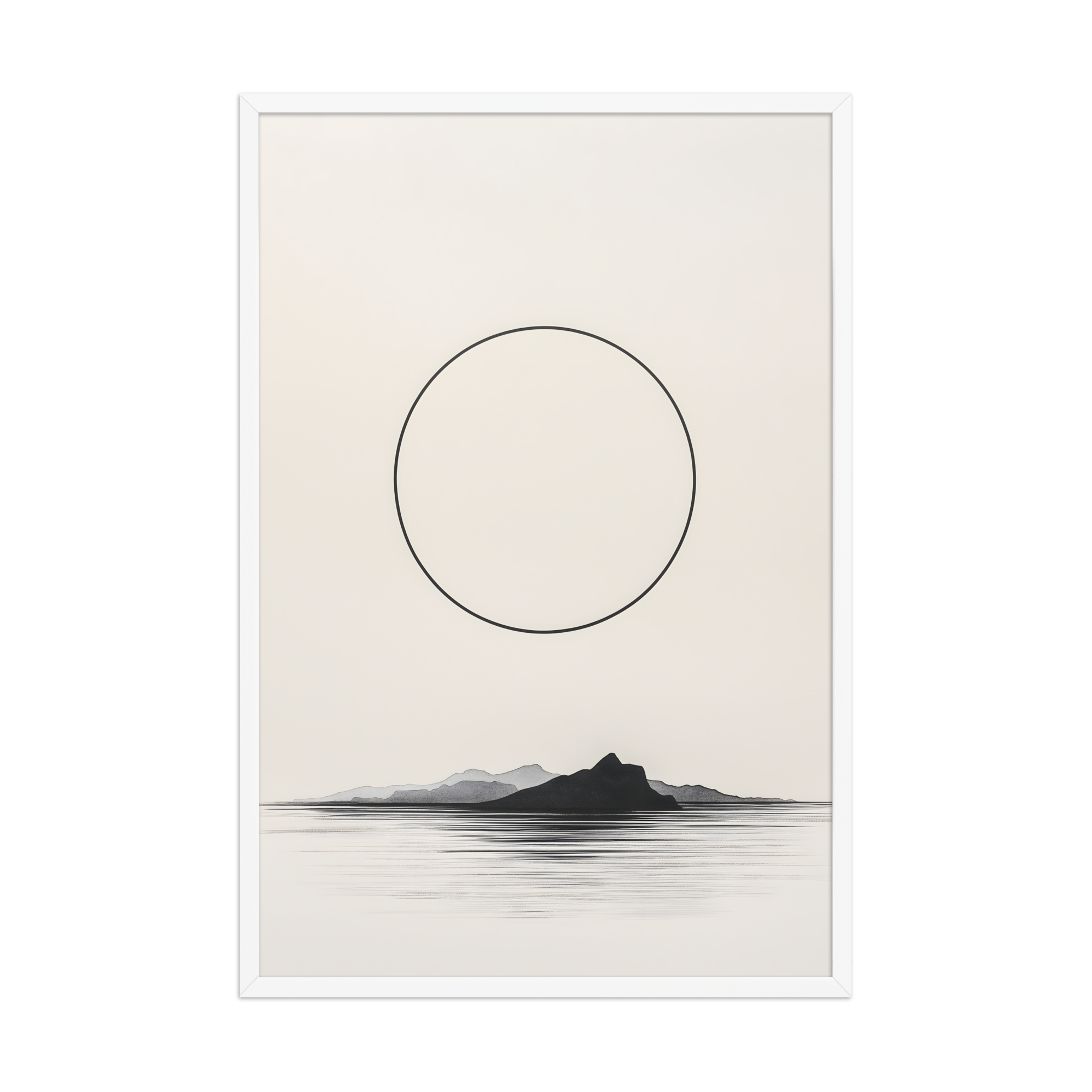 Circle and Space — Japandi ma framed print, minimalist Japanese wall art