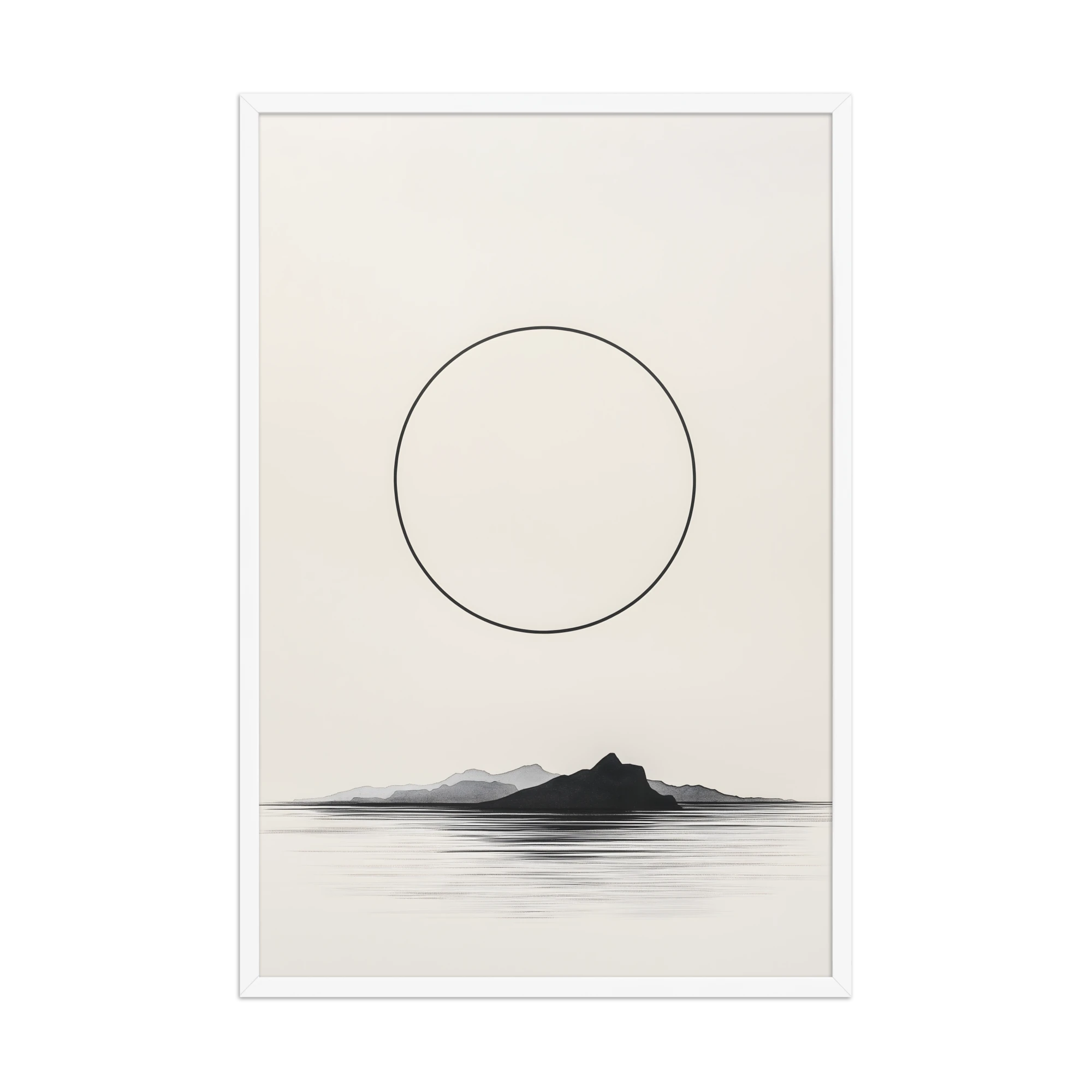 Circle and Space — Japandi ma framed print, minimalist Japanese wall art