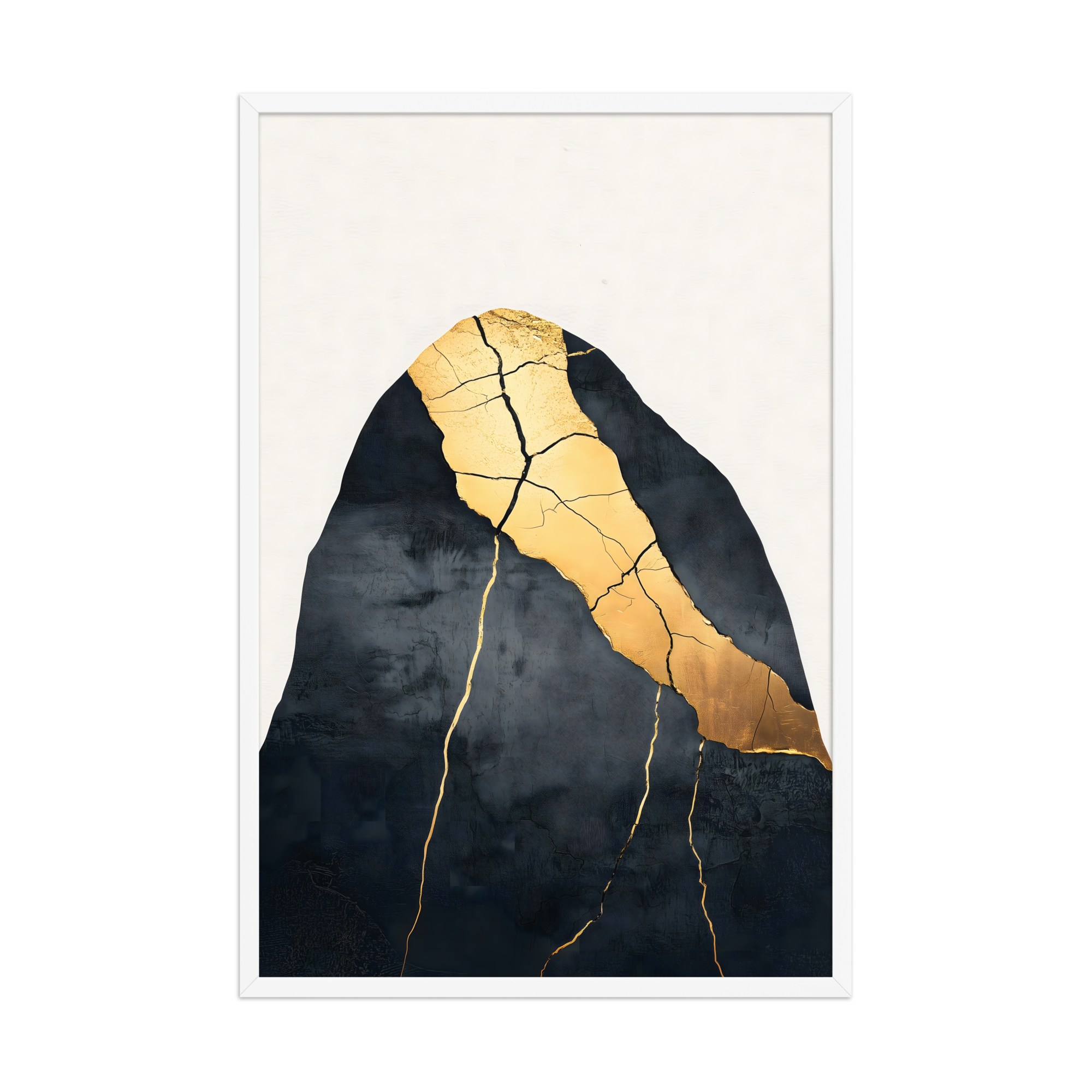 Kintsugi Lines — Japandi wabi-sabi framed print, minimalist Japanese wall art