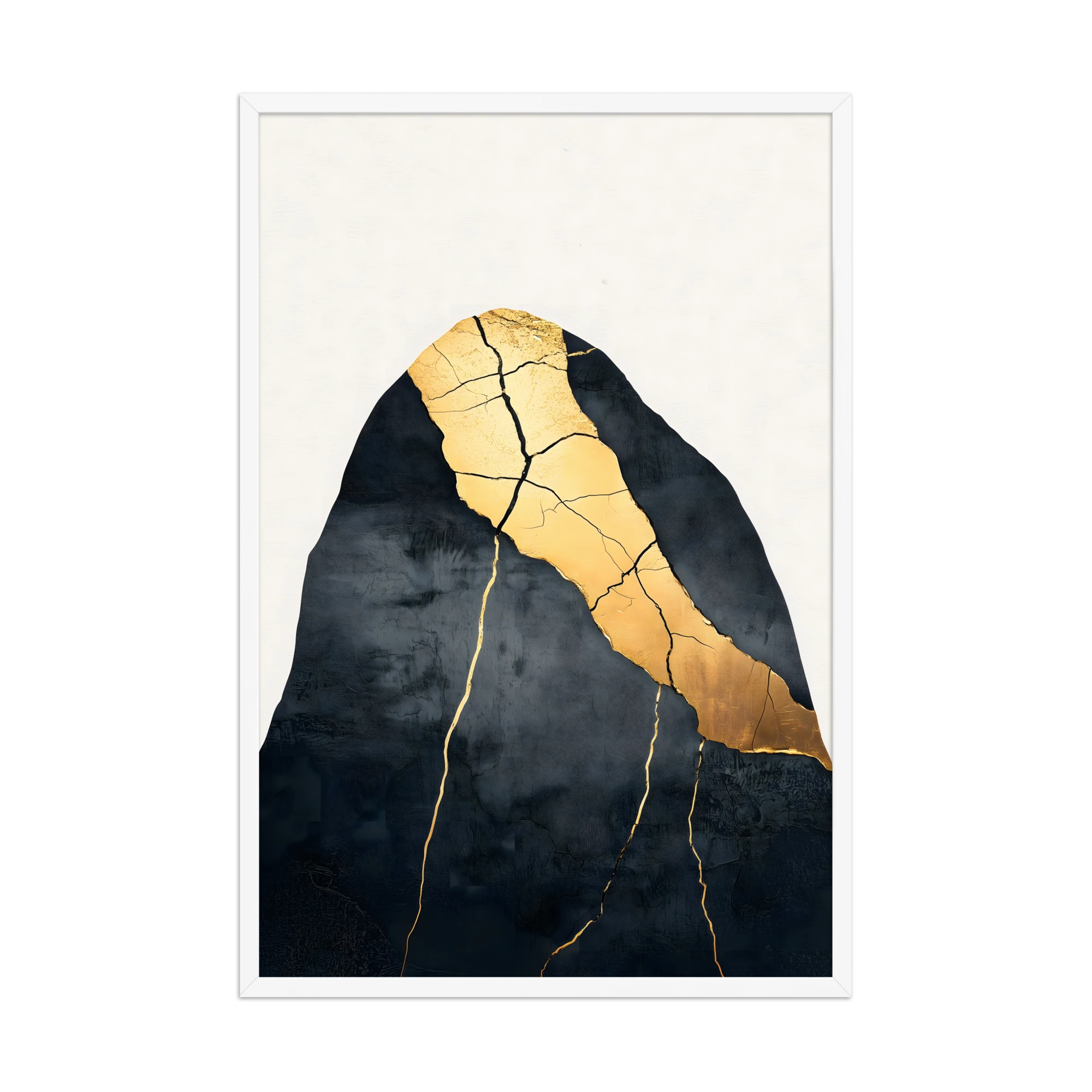 Kintsugi Lines — Japandi wabi-sabi framed print, minimalist Japanese wall art