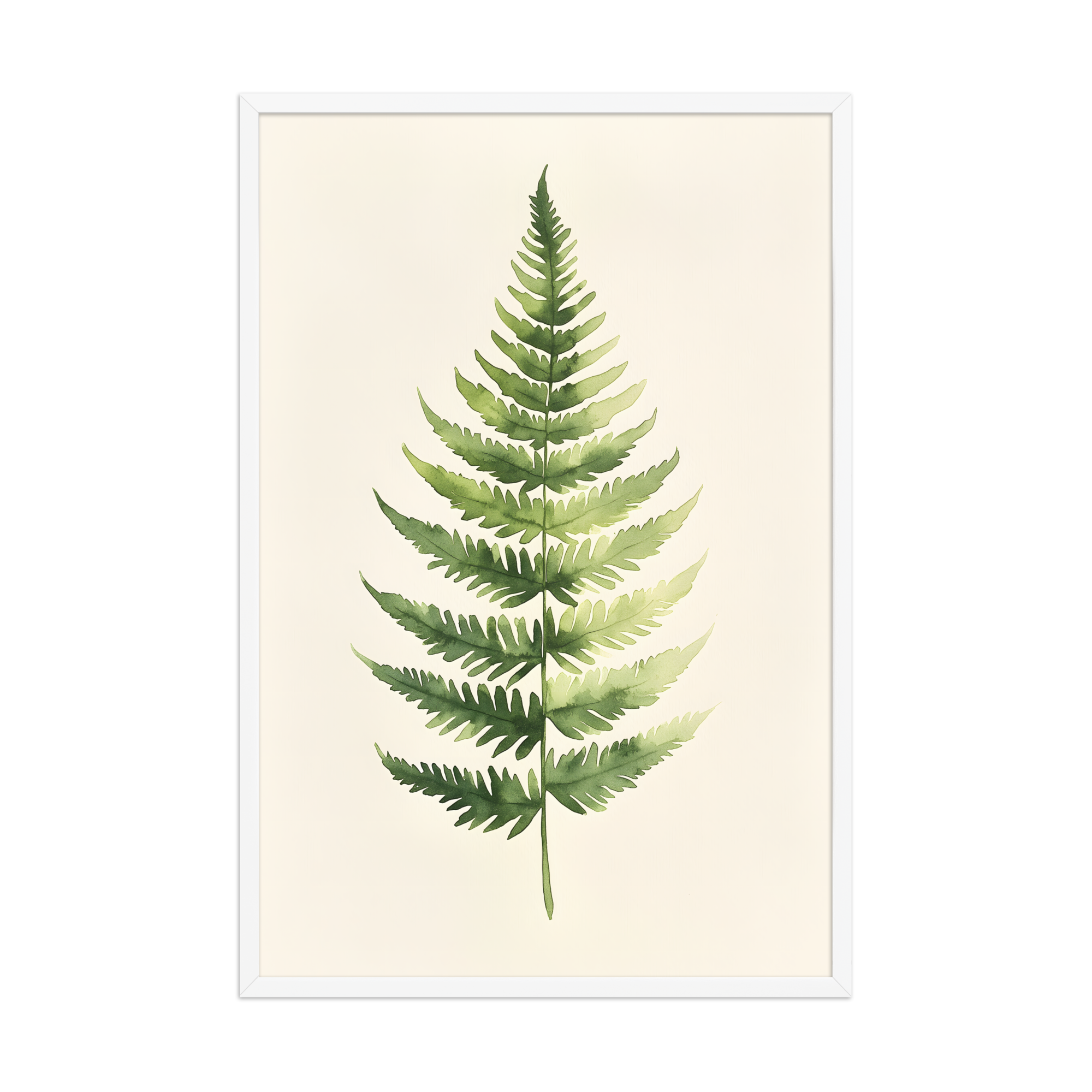Morning Fern — Japandi zen nature framed print, minimalist Japanese wall art