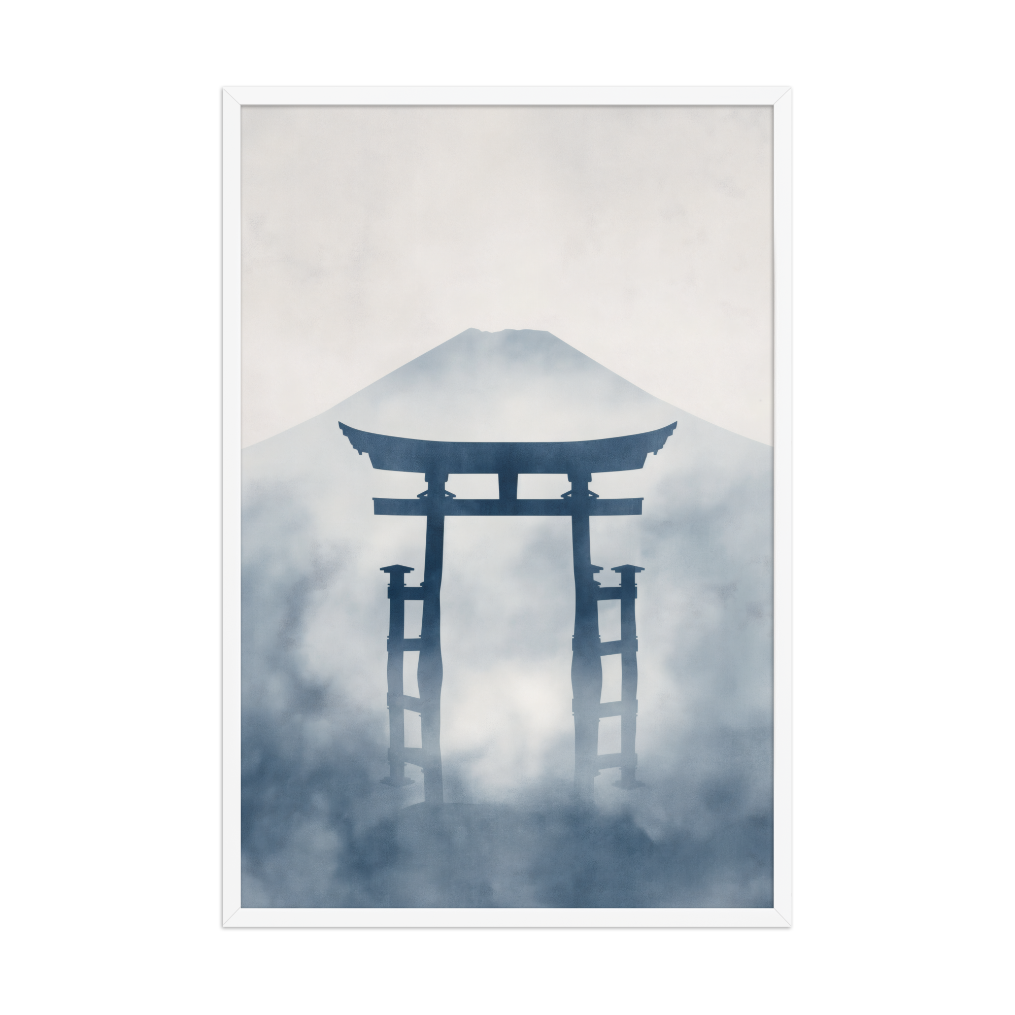 Indigo Pilgrimage — Japanese minimalist zen nature framed wall art