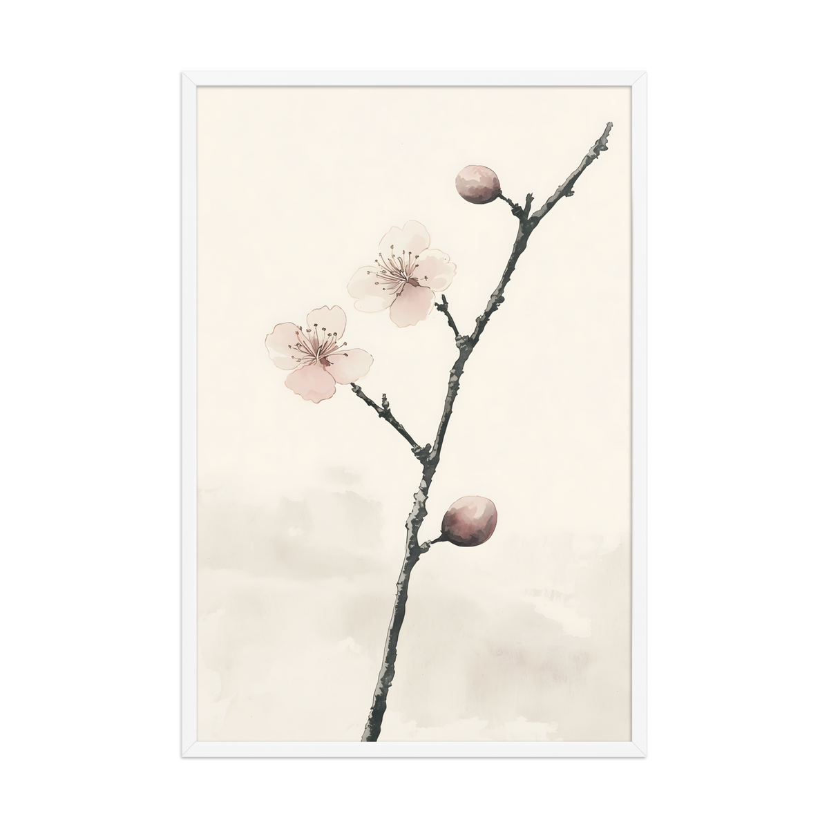 Early Plum — Japanese minimalist framed wall art