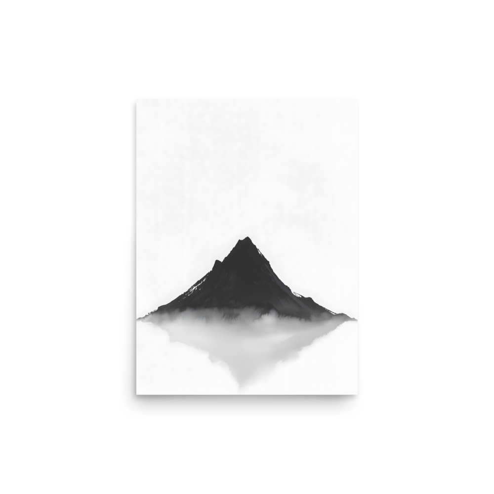 Mountain Breath — Japandi zen ink poster, minimalist Japanese wall art print