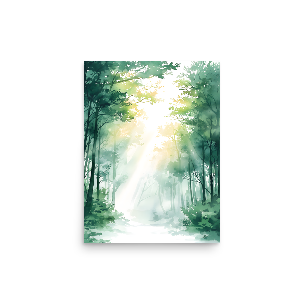 Forest Filter — Japandi komorebi poster, minimalist Japanese wall art print