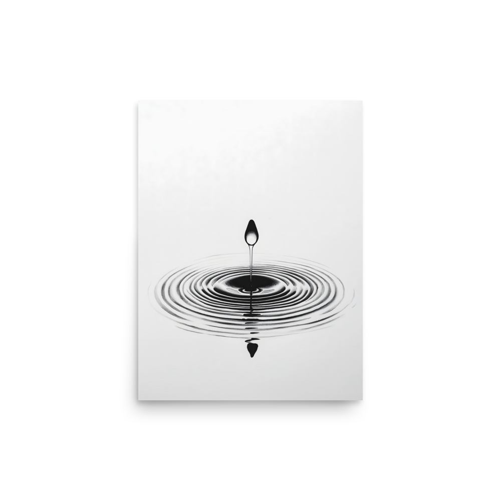 Waterdrop — Japandi zen nature poster, minimalist Japanese wall art print