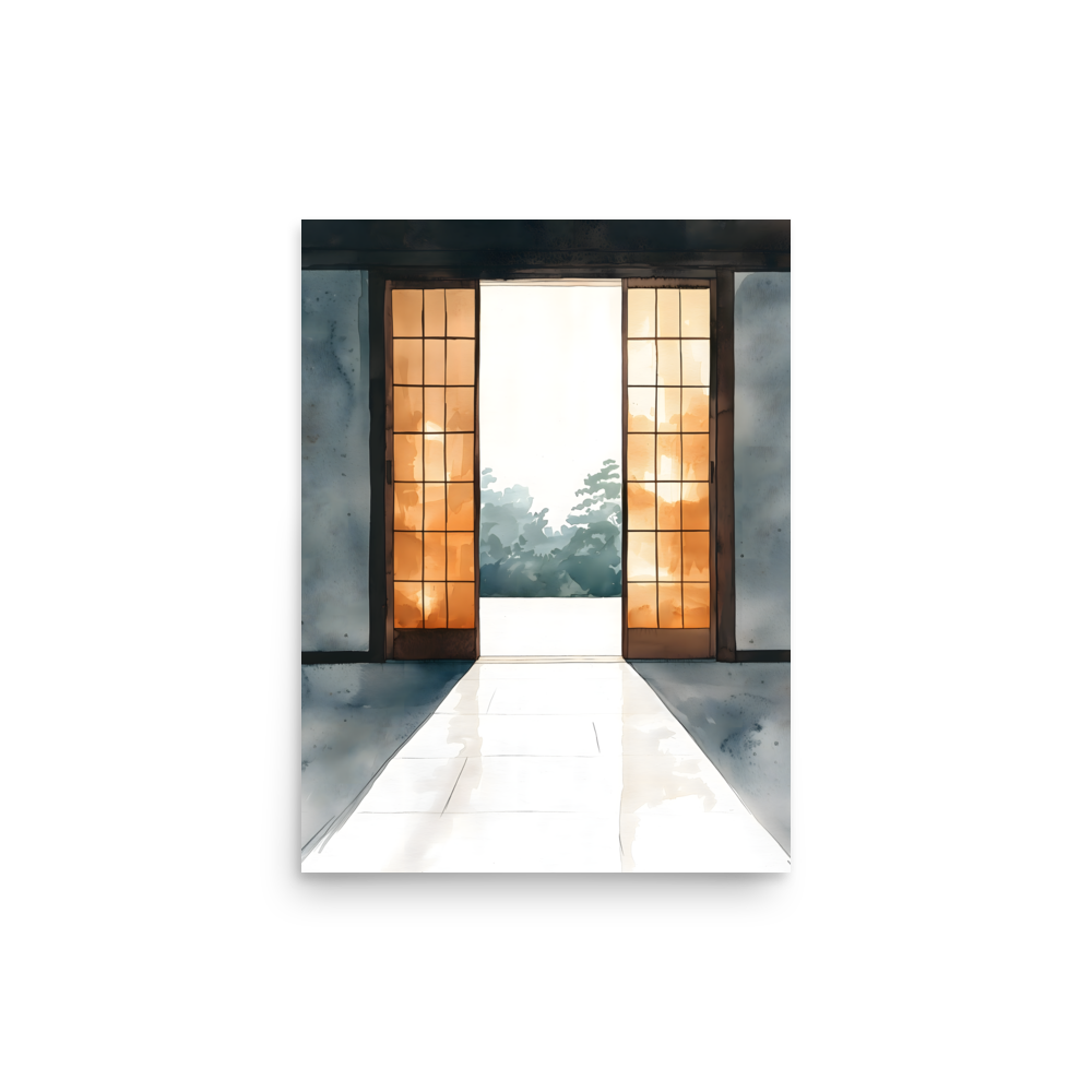 Open Door — Japandi ma poster, minimalist Japanese wall art print