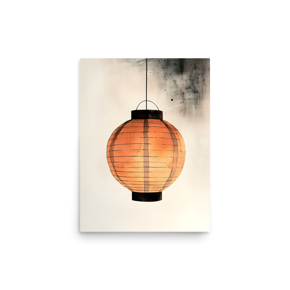 Paper Lantern — Japandi wabi-sabi poster, minimalist Japanese wall art print