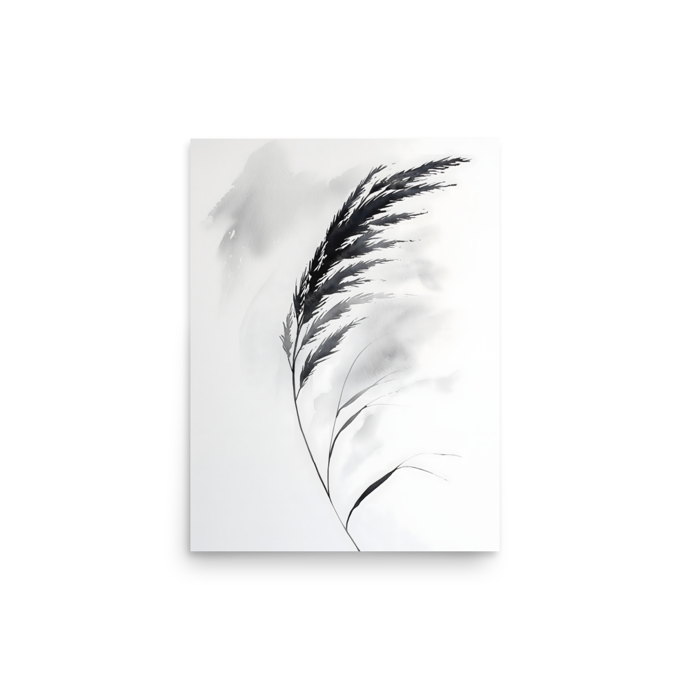 Wild Grass — Japandi zen nature poster, minimalist Japanese wall art print