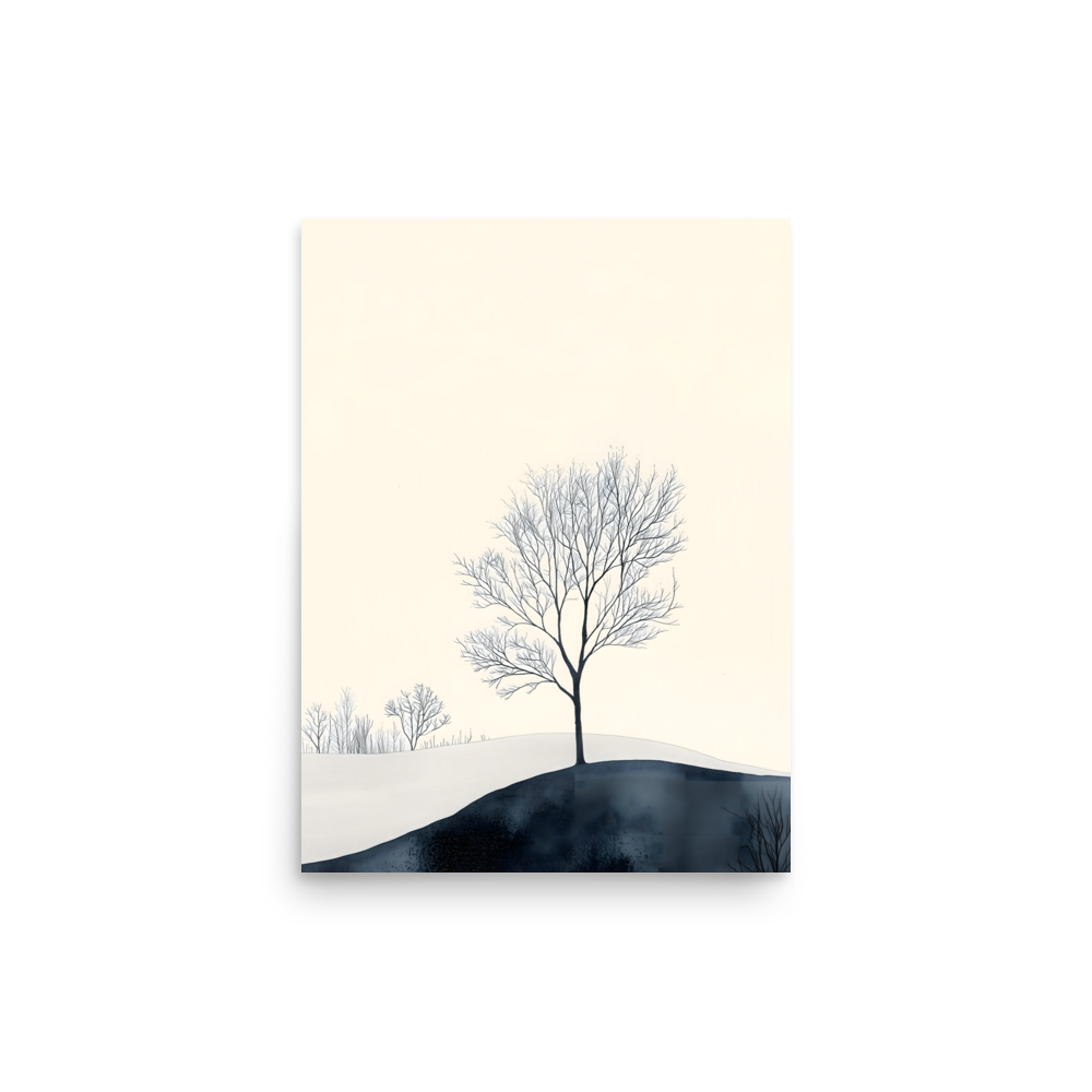 Distant Divide — Japandi ma poster, minimalist Japanese wall art print