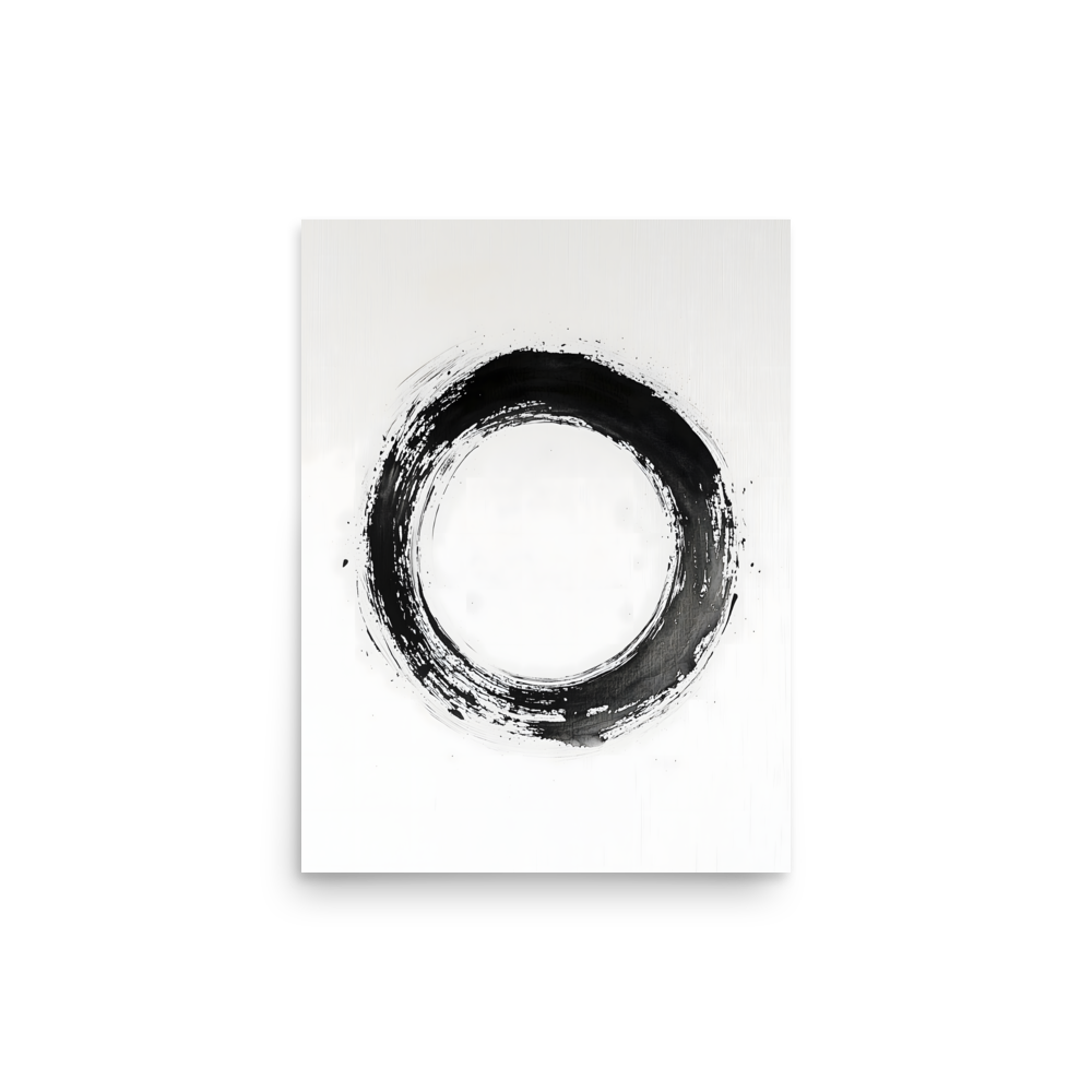 One Stroke — Japandi zen ink poster, minimalist Japanese wall art print
