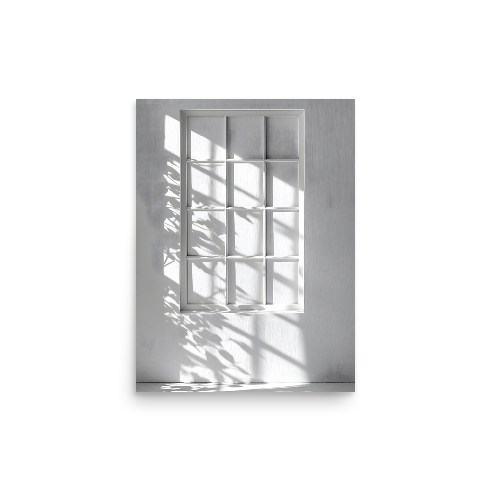 Shadow Play — Japandi komorebi poster, minimalist Japanese wall art print