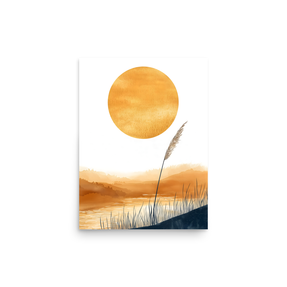 Golden Hour — Japandi komorebi poster, minimalist Japanese wall art print