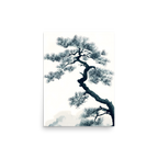 Pine Silhouette — Japandi zen nature poster, minimalist Japanese wall art print