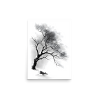 Winter Branch — Japandi zen ink poster, minimalist Japanese wall art print