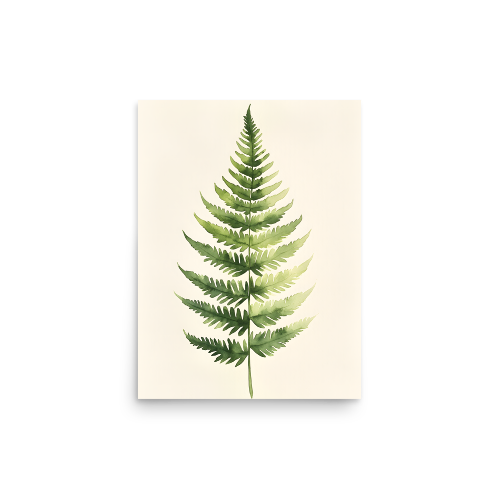 Morning Fern — Japandi zen nature poster, minimalist Japanese wall art print