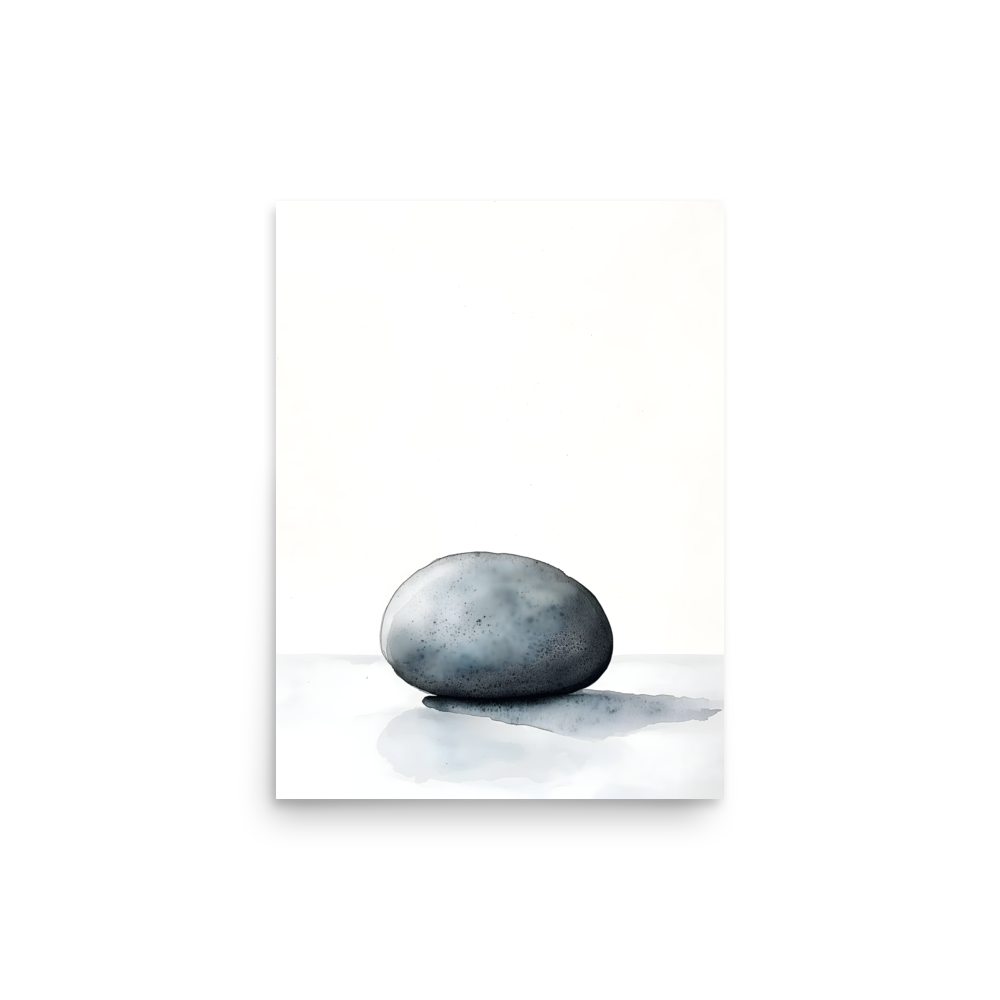 Worn Stone — Japandi wabi-sabi poster, minimalist Japanese wall art print