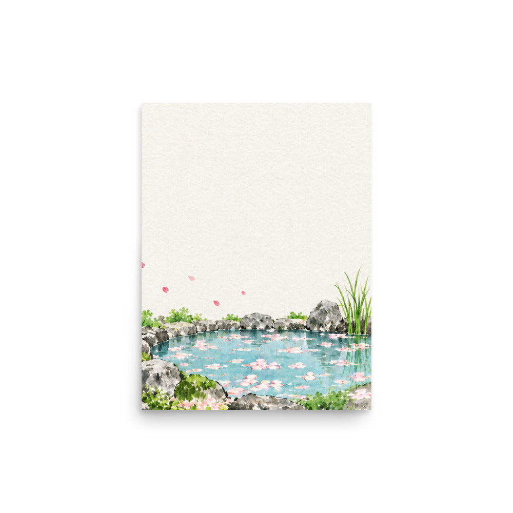 Seasons Garden · Petal Pond · Spring — Japanese minimalist zen nature poster wall art