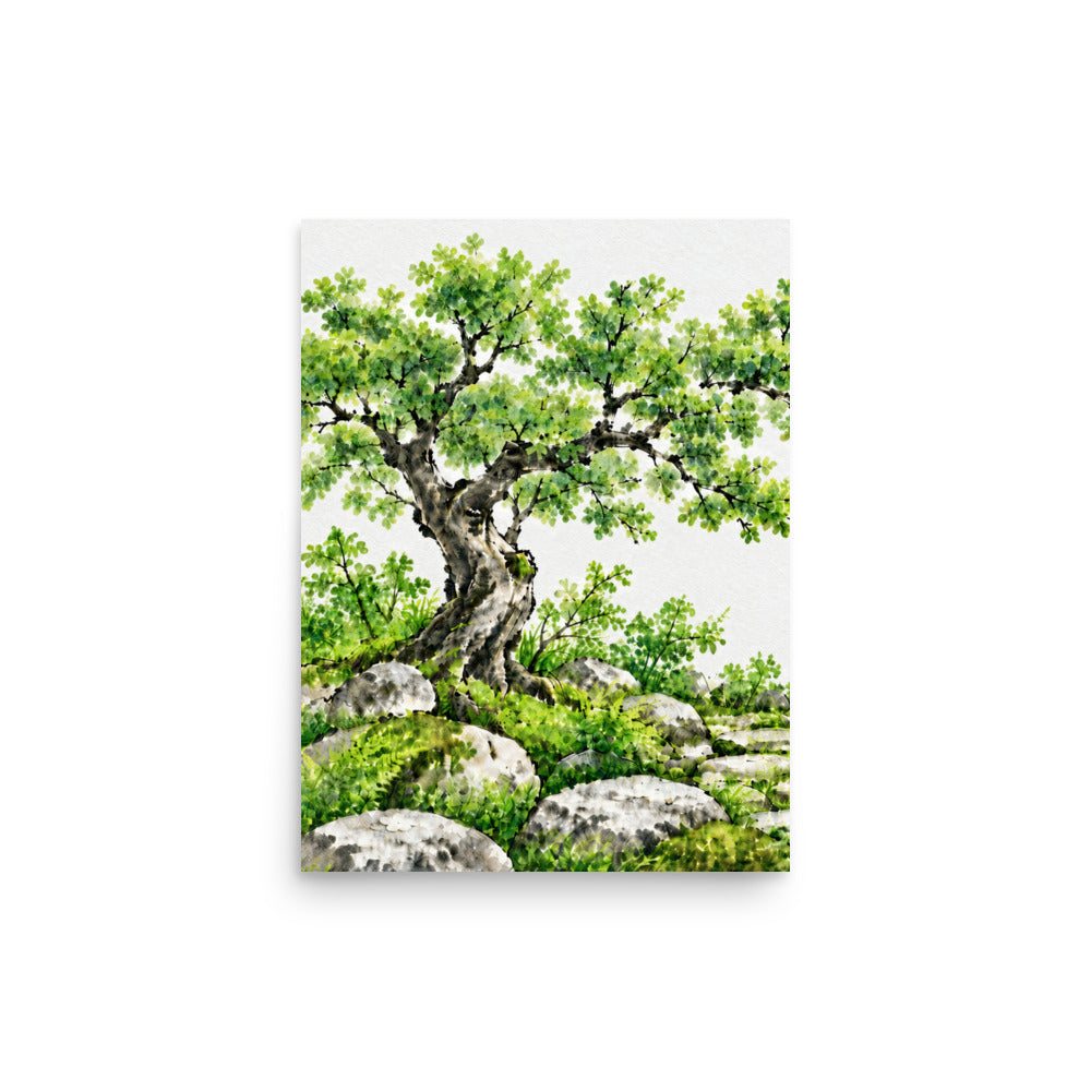 Seasons Garden · Green Tree · Summer — Japanese minimalist zen nature poster wall art