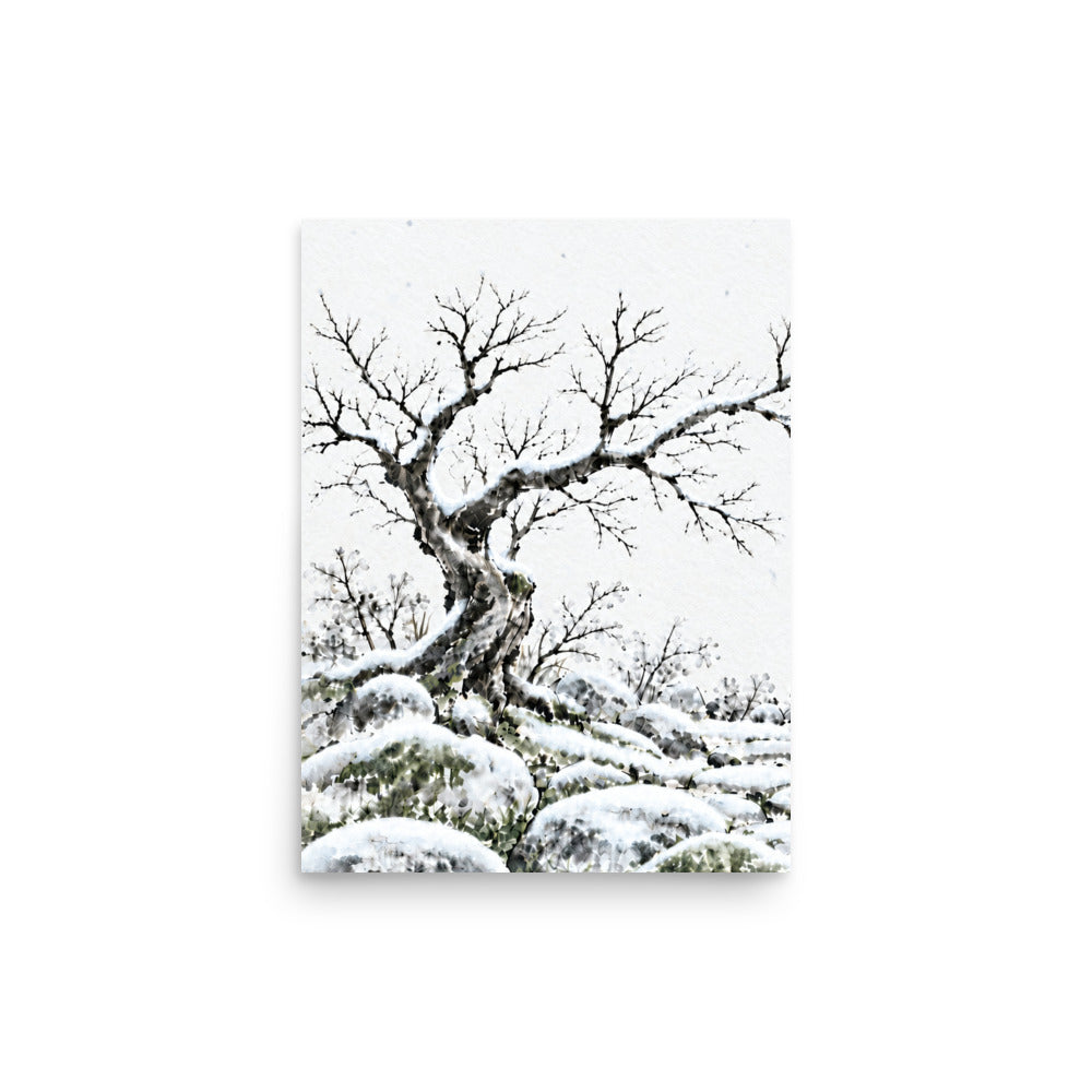 Seasons Garden · Bare Tree · Winter — Japanese minimalist zen nature poster wall art
