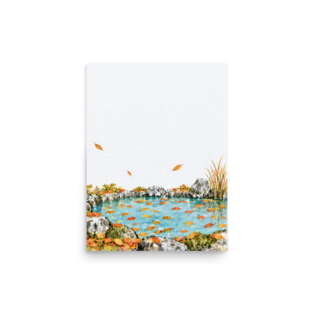 Seasons Garden · Leaf Pond · Autumn — Japanese minimalist zen nature poster wall art