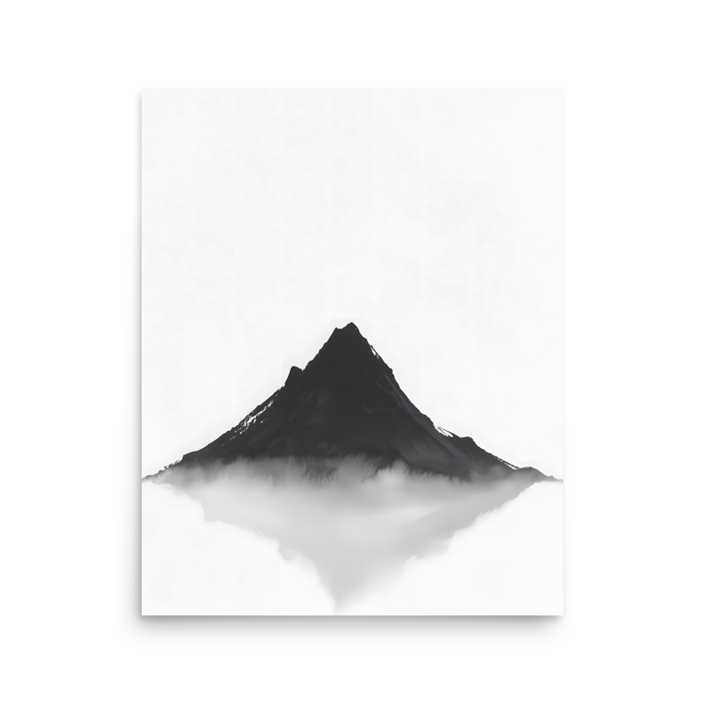 Mountain Breath — Japandi zen ink poster, minimalist Japanese wall art print