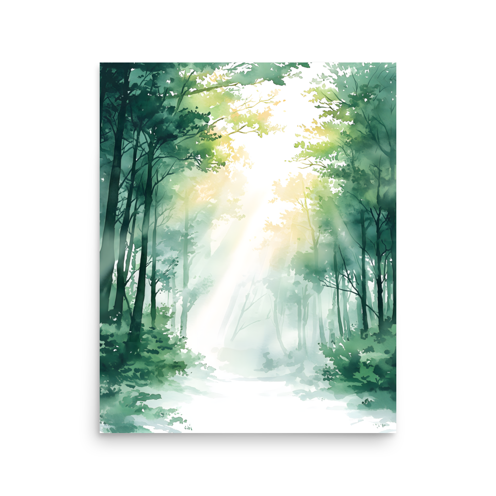Forest Filter — Japandi komorebi poster, minimalist Japanese wall art print