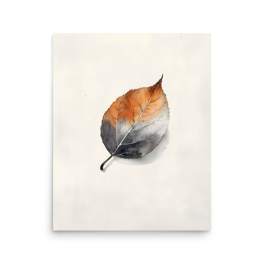 Single Leaf — Japandi ma poster, minimalist Japanese wall art print
