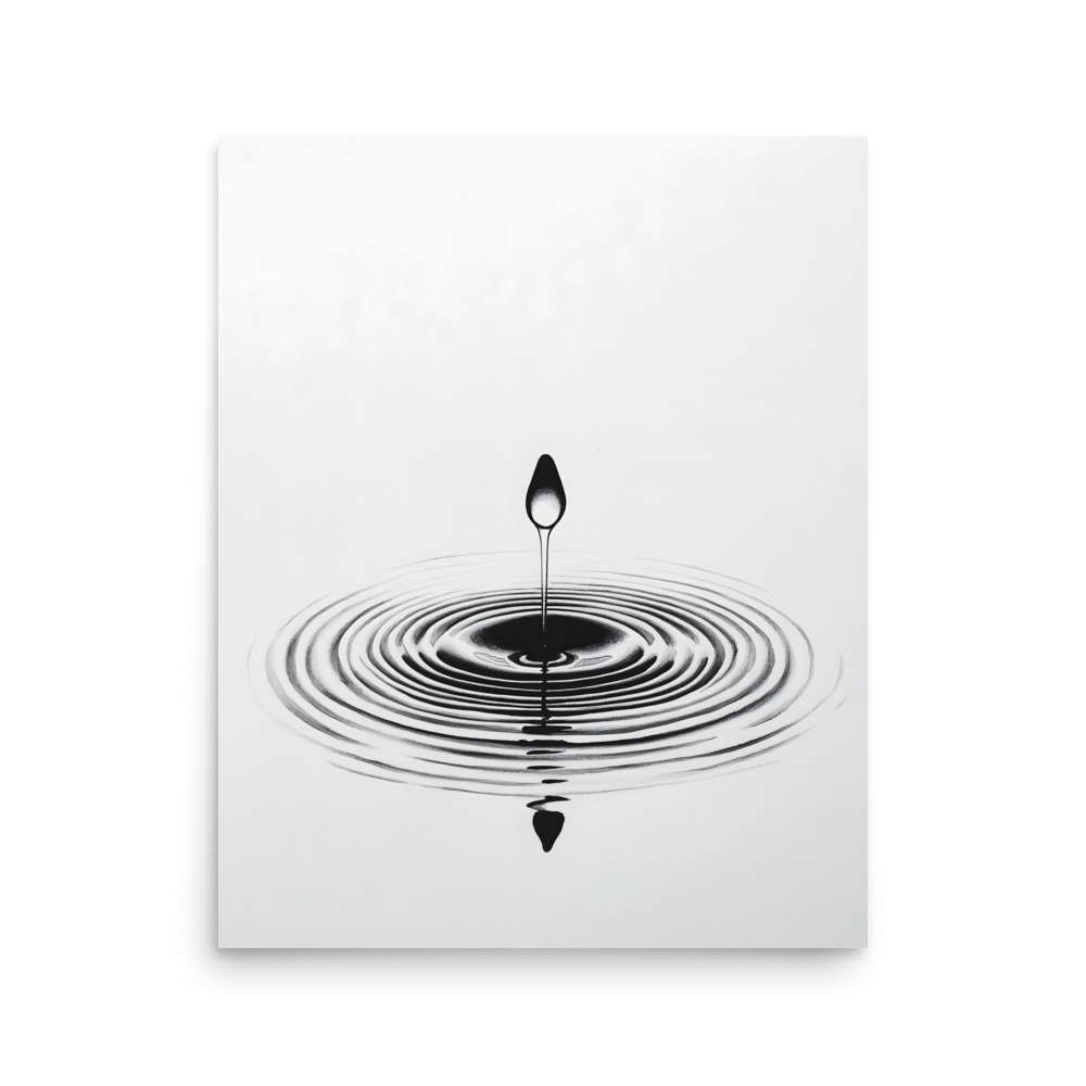 Waterdrop — Japandi zen nature poster, minimalist Japanese wall art print