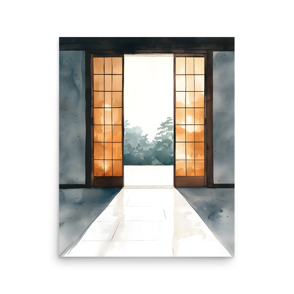 Open Door — Japandi ma poster, minimalist Japanese wall art print